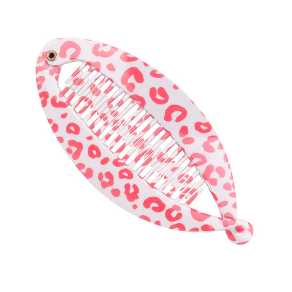 4PCS Women's Fashion Leopard Print Banana Hair Clips - Plastic Fish Shape Hair Grips, Hair Clincher Claws, Jaw Clips for Women & Girls (Small) - Perfect for Parties, Weddings & Daily Styling