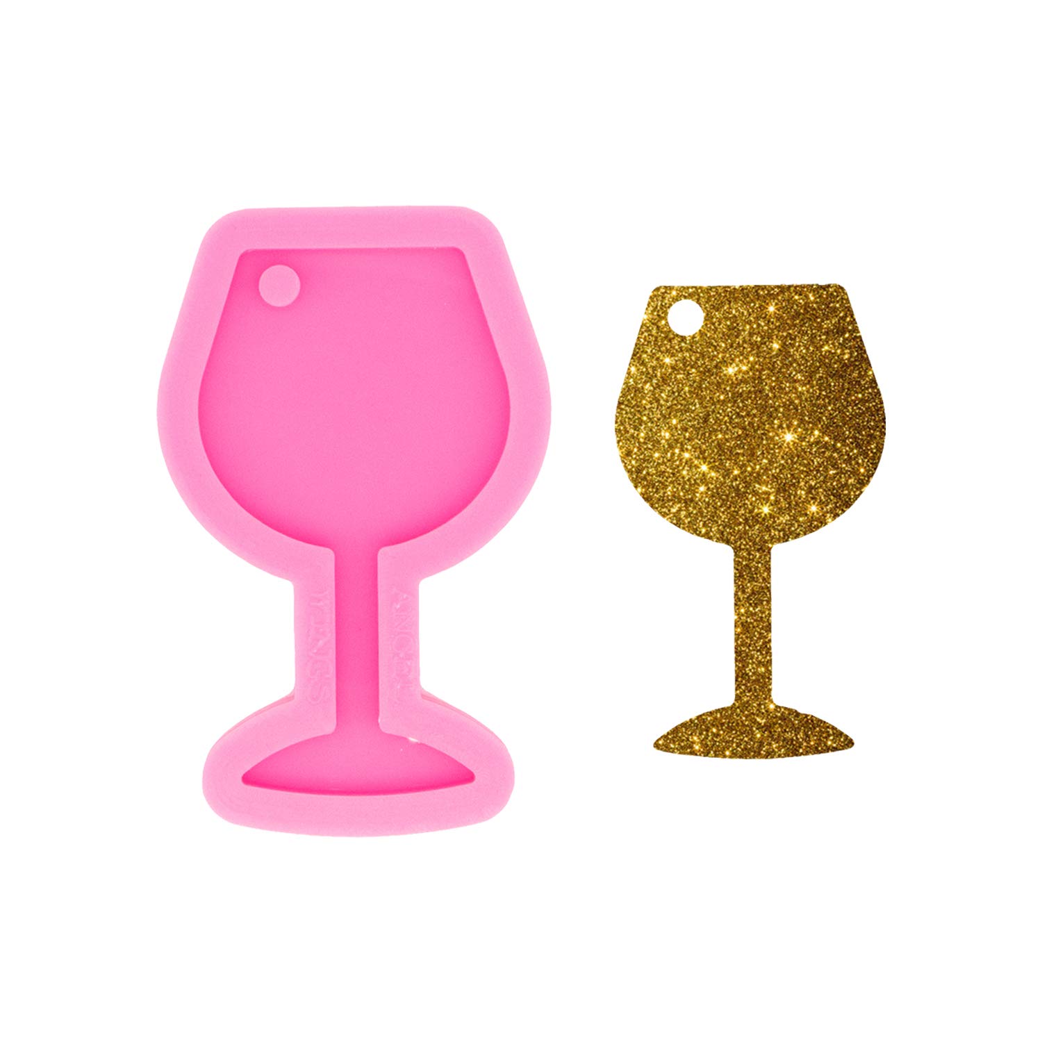 Premium Red Wine Glass Keychain Silicone Mold - DIY Epoxy Resin, Polymer Clay Craft Mold with Hole - Perfect for Jewelry Making, Gift Tags & Party Favors