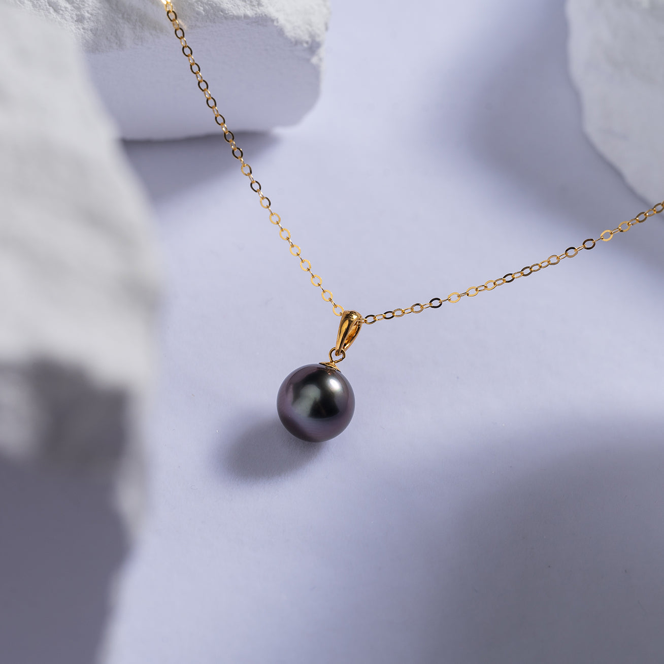 18K Solid Gold Tahitian Pearl Necklace - Genuine Saltwater Cultured Pearl Jewelry for Women, Elegant Gift for Anniversary & Wedding (KN00094) | Perfect for Formal Events, Date Nights & Special Occasions