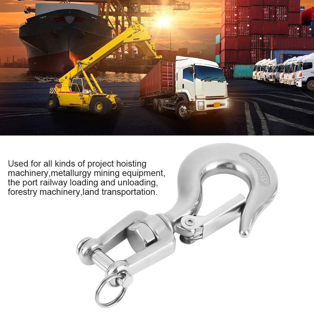 650kg Stainless Steel Swivel Lifting Hook with 360° Rotation & Safety Clevis - Heavy Duty Crane Chain Hook for Construction, Marine, and Industrial Hoisting Applications