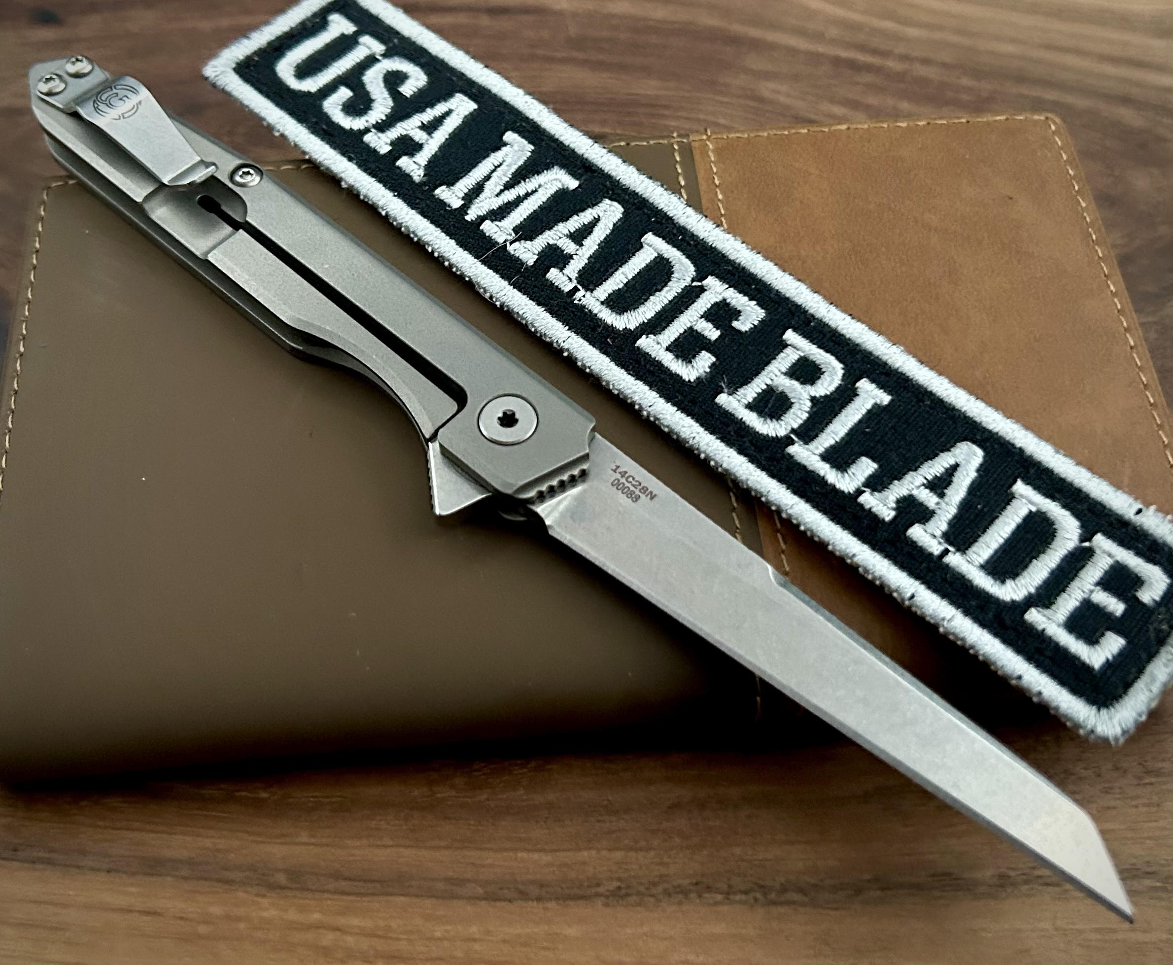 Premium Southern Grind Quill Full Titanium Framelock Flipper Knife - 14C28N Wharncliffe Blade for EDC, Outdoor Survival & Tactical Use