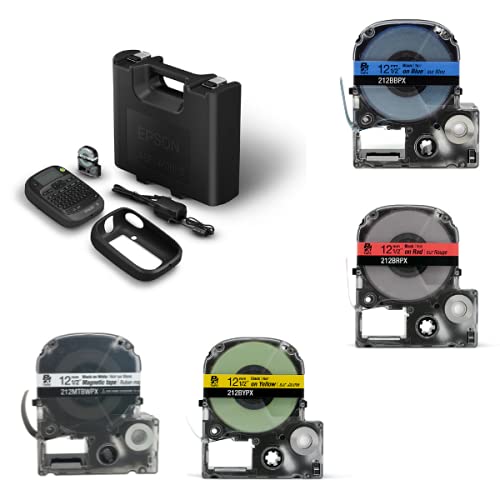 LABELWORKS LW-PX300VP Industrial Label Maker Kit with 212PX PET Tape Cartridges - Black on Blue, Red & Yellow | Teacher's Pet Labeling Bundle for Classroom Organization, Office Supplies & Industrial Labeling Needs