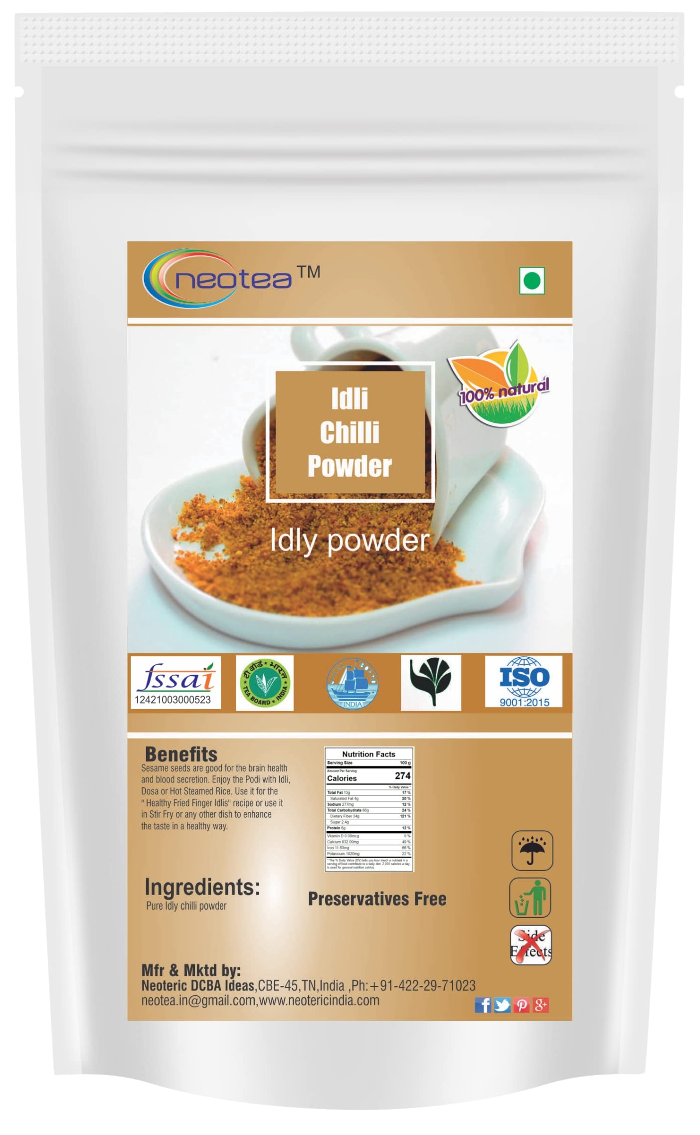 Neotea Idli Chilli Powder 200g - Authentic South Indian Spice Blend for Idli, Dosa & Curry - Hot & Flavorful Chili Seasoning for Indian Cooking