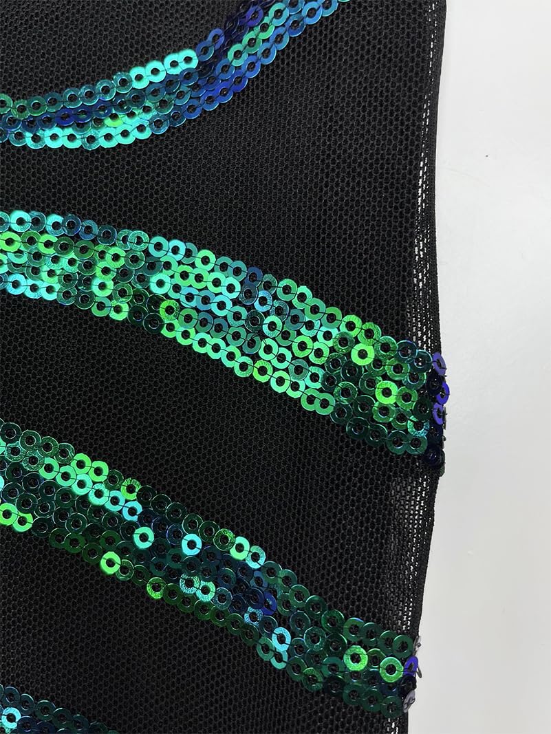 Women's One Shoulder Holographic Sequin Evening Gown - Formal Prom Maxi Dress for Party, Wedding & Special Occasions | Elegant Clubwear & Night Out Dress