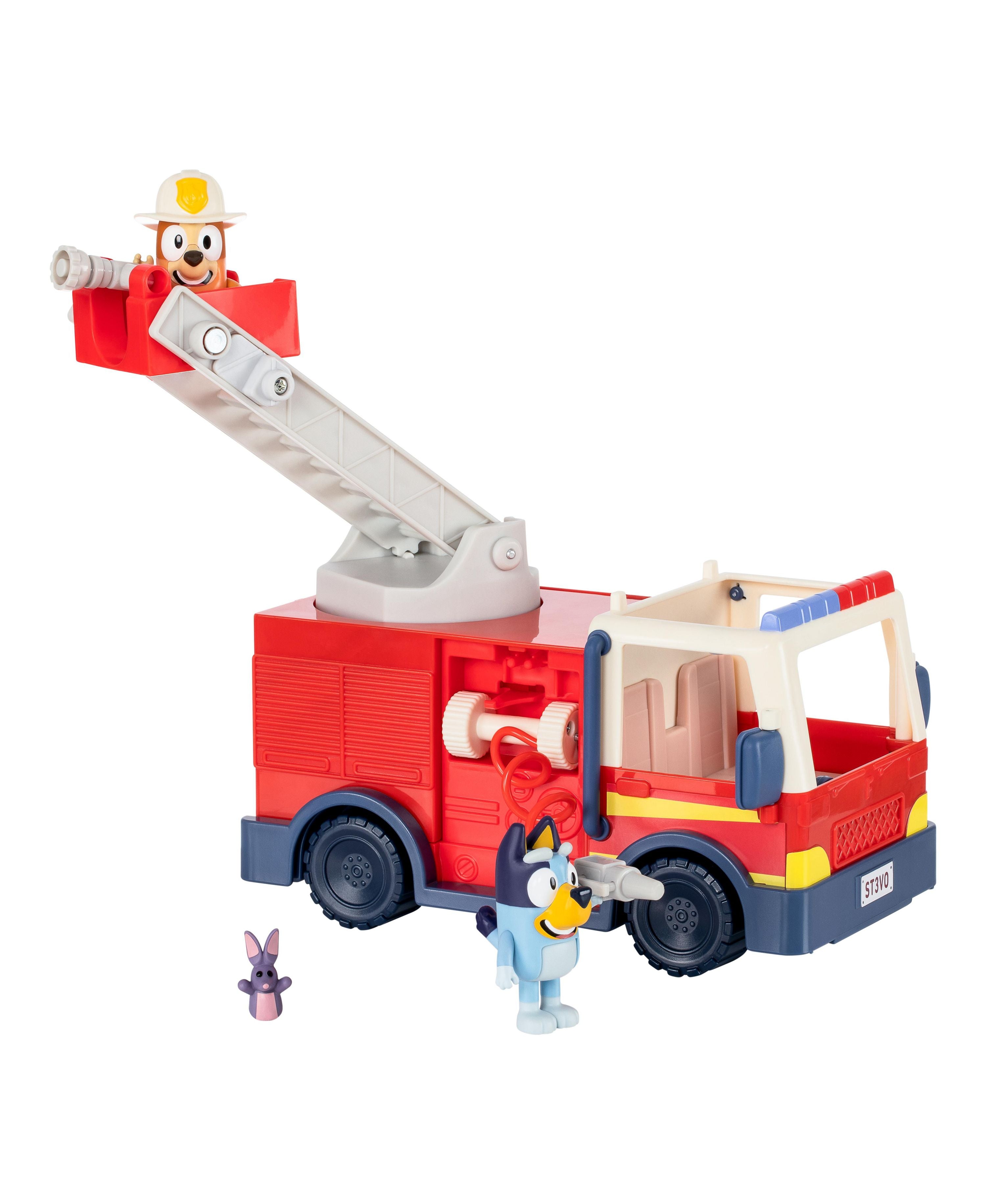 Bluey S10 Fire Truck Playset with 2 Figures, Ladder & Accessories - Interactive Toy for Kids Ages 3+ | Pretend Play, Birthday Gift & Collectible for Bluey Fans