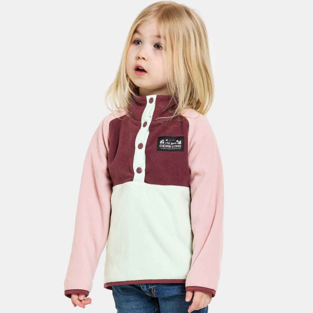 Didriksons Monte Half Button Kids Fleece Jacket - Soft & Warm Pale Mint Green Outerwear for Boys & Girls | Perfect for School, Playground & Outdoor Adventures