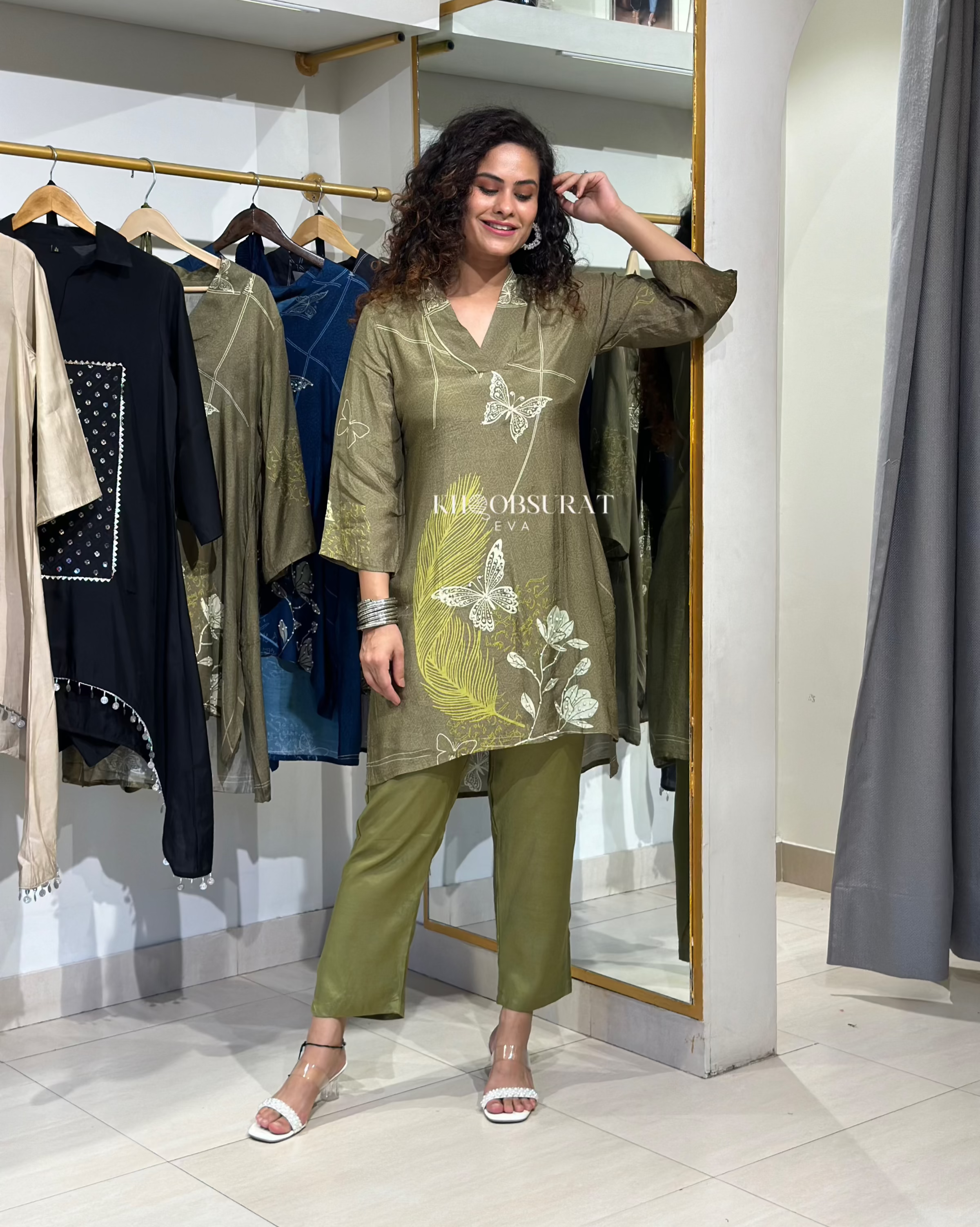 Green Goddess Glamour Coord Set - Women's Stylish Matching Outfit for Casual Wear, Date Night & Vacation | Trendy Two-Piece Set