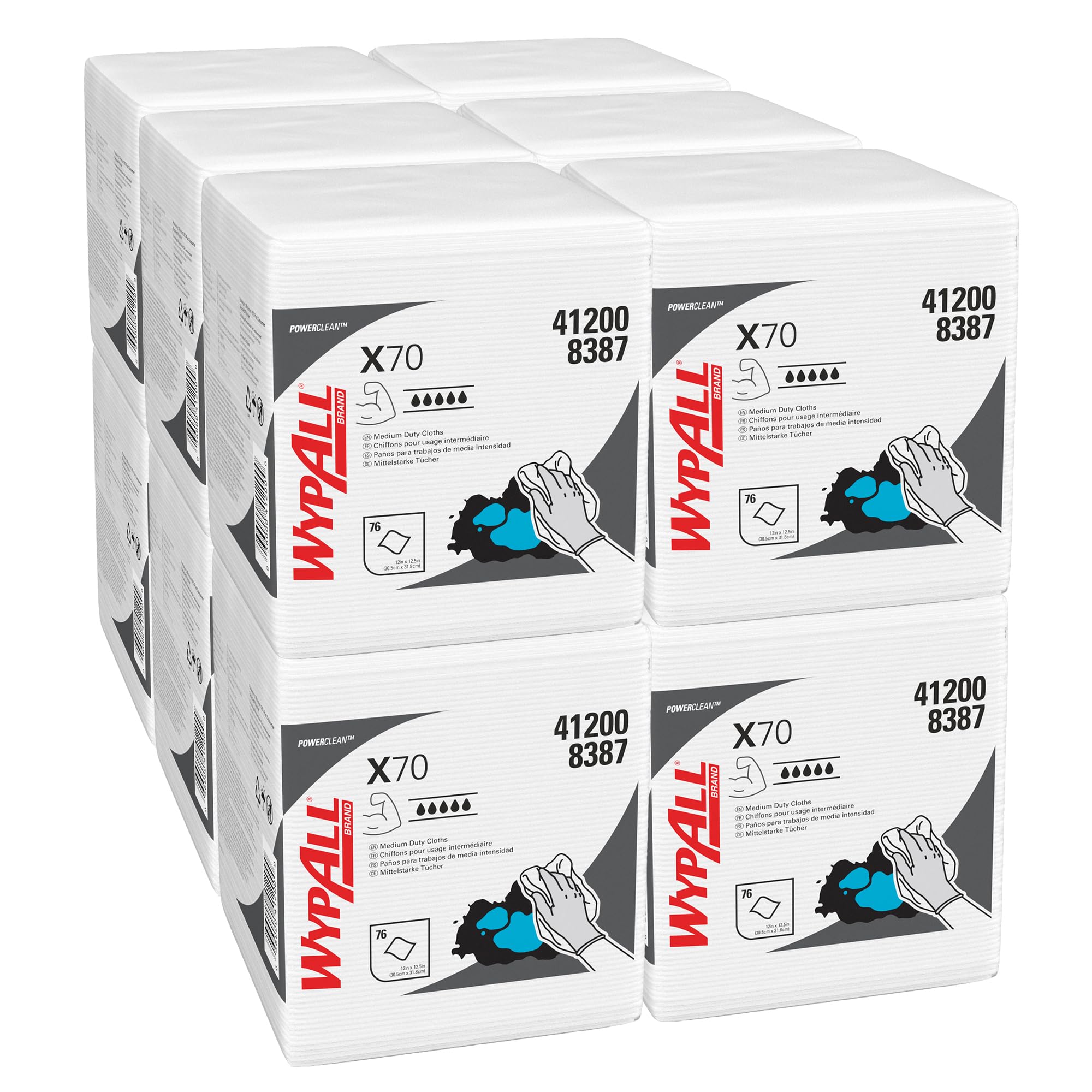 WYPALL X70 Industrial Wipers - Quarter Folded, White Cleaning Rags for Heavy-Duty Use - Perfect for Automotive, Workshop, and Janitorial Cleaning