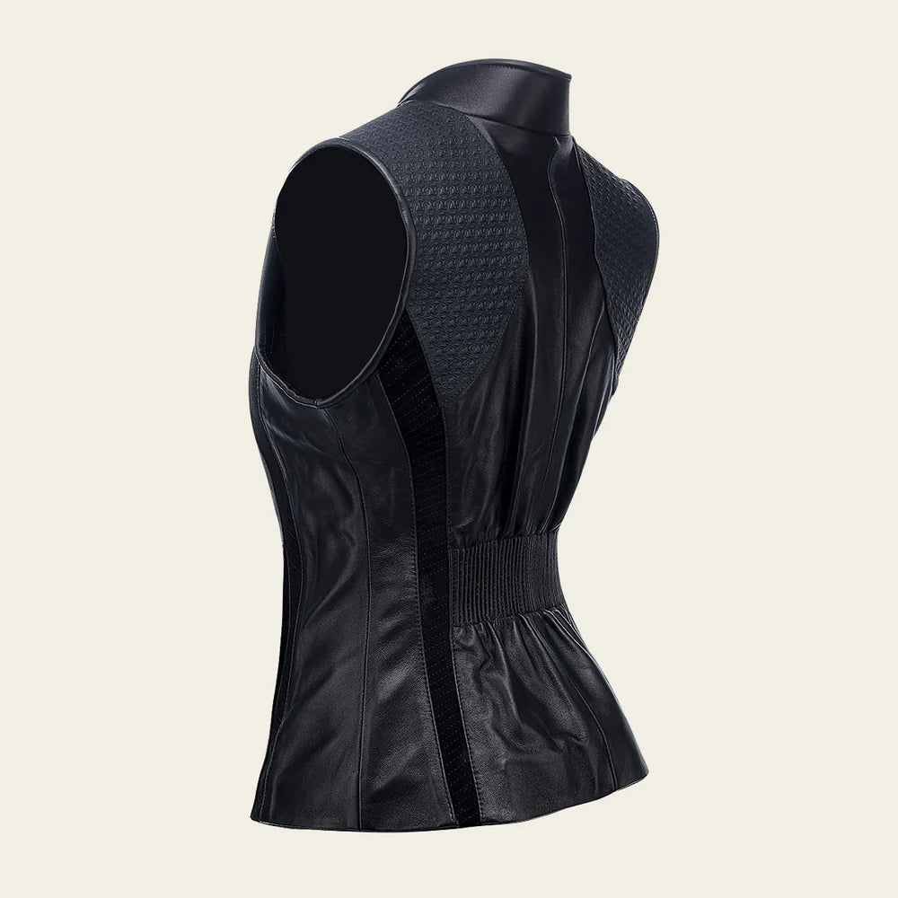 M356BOB Cuadra Black Western Fashion Lambskin Leather Vest for Women - Stylish Cowgirl Outfit for Rodeo, Country Music Concerts & Casual Wear