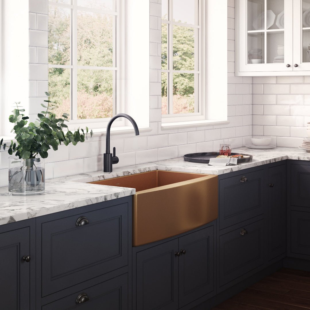 36 Inch Apron Front Farmhouse Kitchen Sink - Copper Tone Matte Bronze Stainless Steel Single Bowl Sink for Rustic & Modern Kitchens | Perfect for Cooking, Washing Dishes & Food Prep