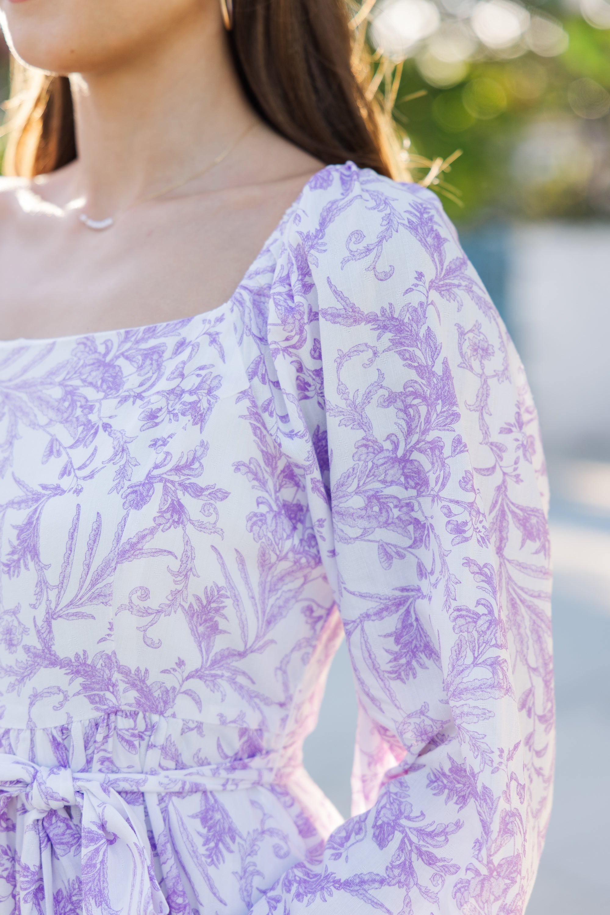 Lavender Toile Midi Dress - Floral Print Summer Dress for Women | Perfect for Garden Parties, Brunch Dates & Romantic Outings
