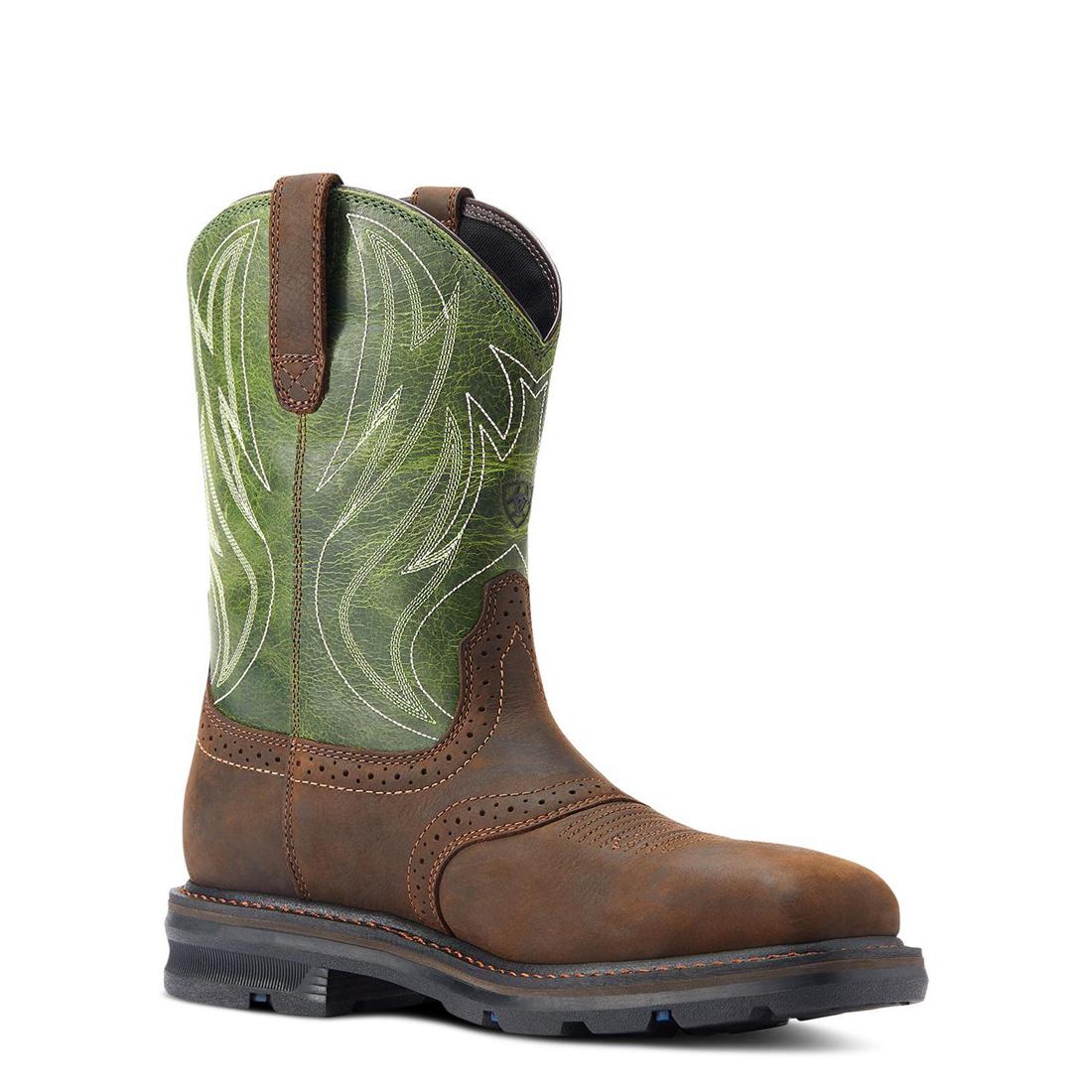 Sierra Shock Shield Steel Toe Work Boots for Men - Dark Brown Safety Shoes for Construction, Warehouse & Outdoor Work