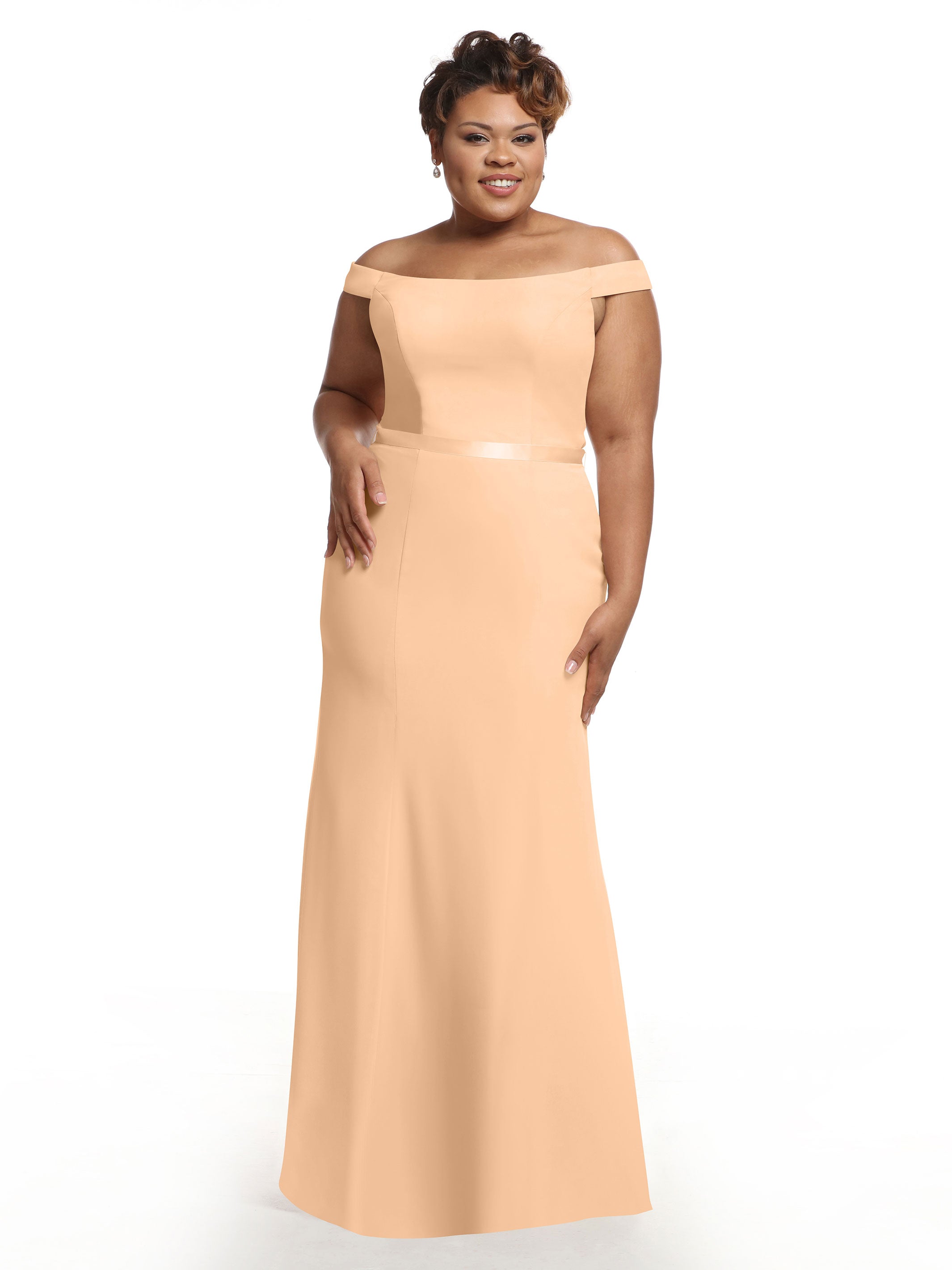 Elegant Off-The-Shoulder Chiffon Bridesmaid Dress with Ribbon Belt - A-Line Fit & Flare Design for Weddings, Parties & Special Occasions