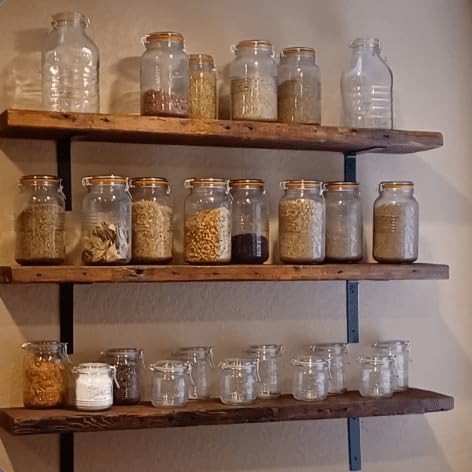 Reclaimed Wood Floating Shelf with Steel Brackets - 66
