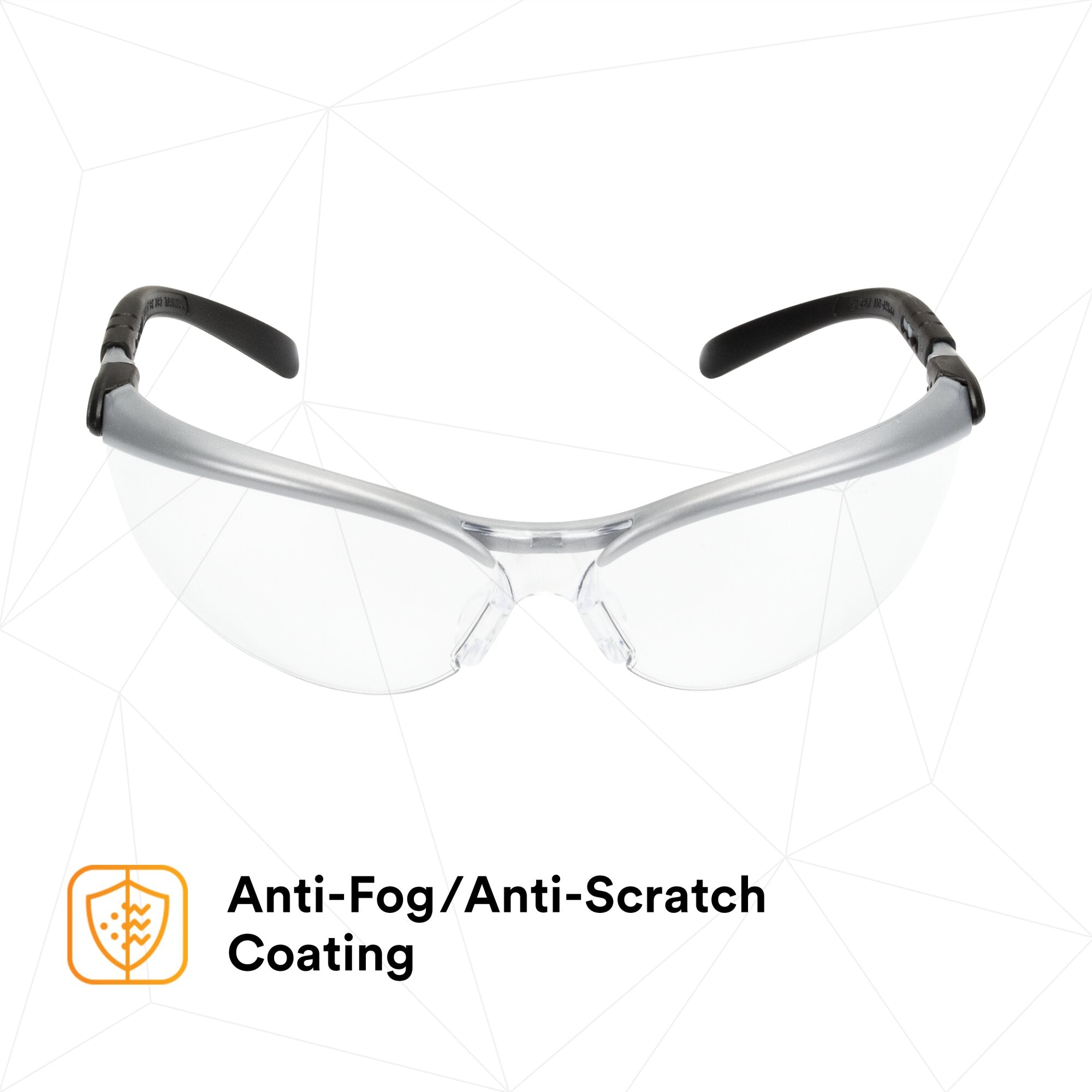 3M BX Protective Eyewear 11380 - Clear Anti-Fog Safety Glasses with Silver/Black Frame - ANSI Z87.1 Certified for Workplace, Construction & DIY Projects