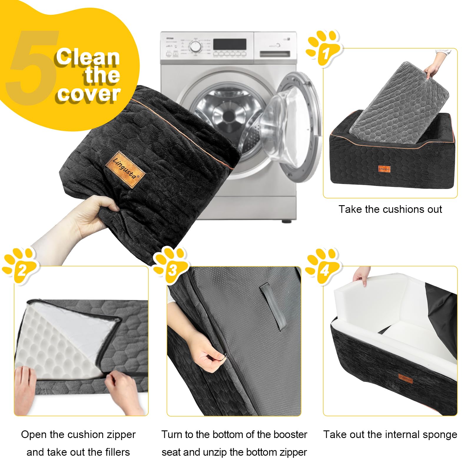**Washable & Removable Dog Car Booster Seat for Small to Medium Pets Under 60Lbs – Travel Safety Seat with Storage Pockets (Black/Gray) – Perfect for Road Trips, Vet Visits & Daily Commutes**