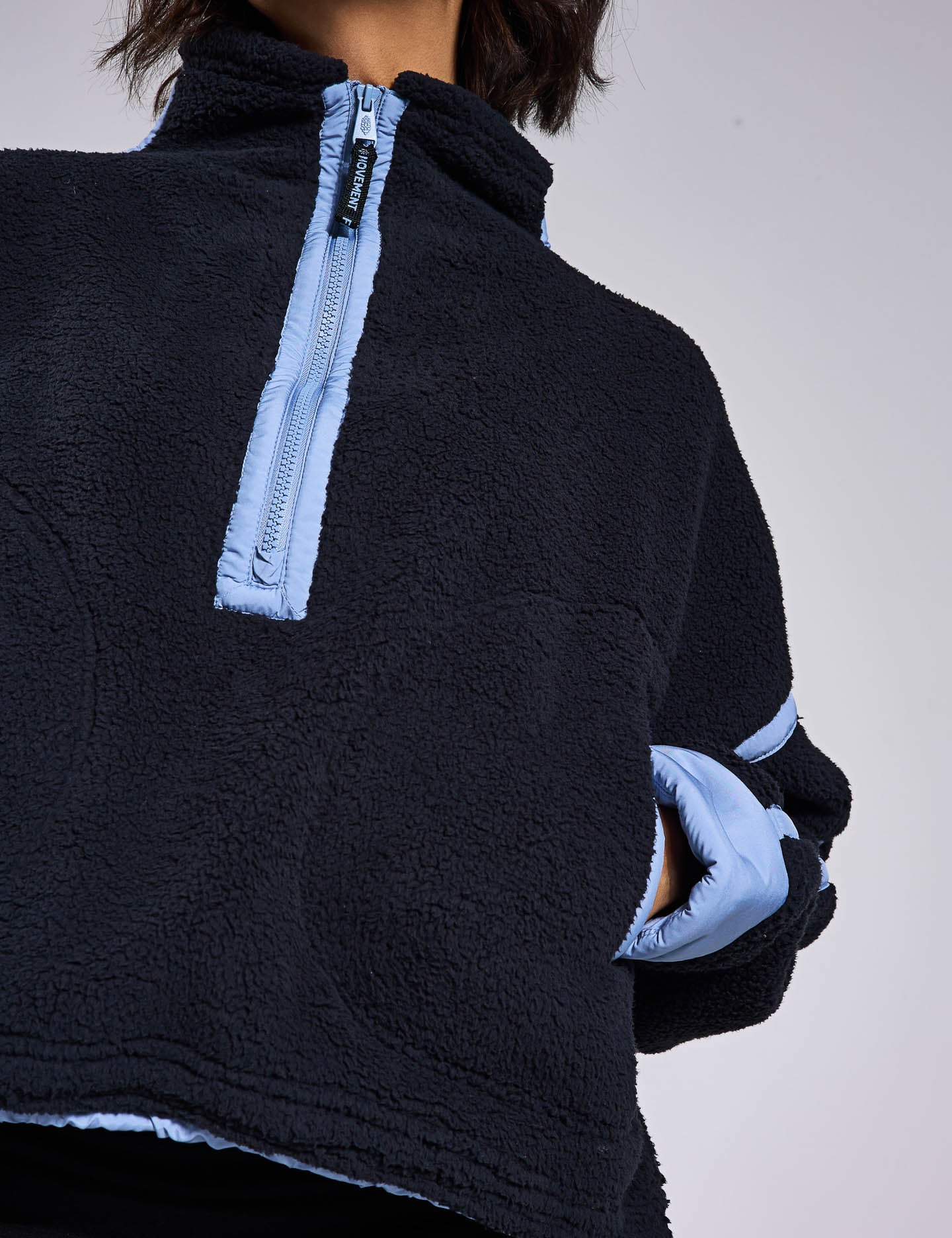 Mountain High 1/2 Zip Fleece Jacket - Black & Blue Grey Combo | Warm & Comfortable Outdoor Pullover for Hiking, Camping & Casual Wear