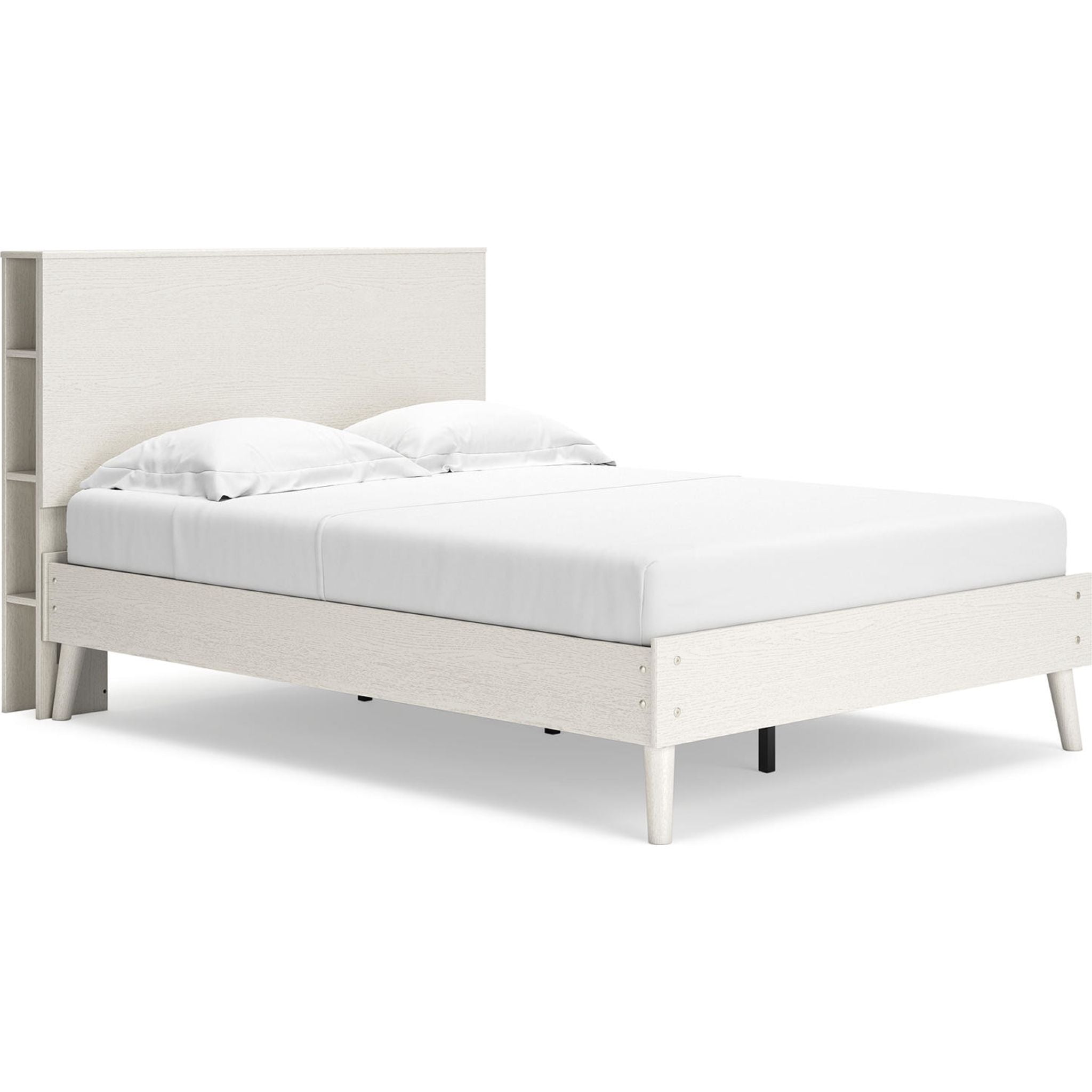 Aprilyn Full Bookcase Bed Frame with Storage - White - Perfect for Small Bedrooms & Dorm Rooms