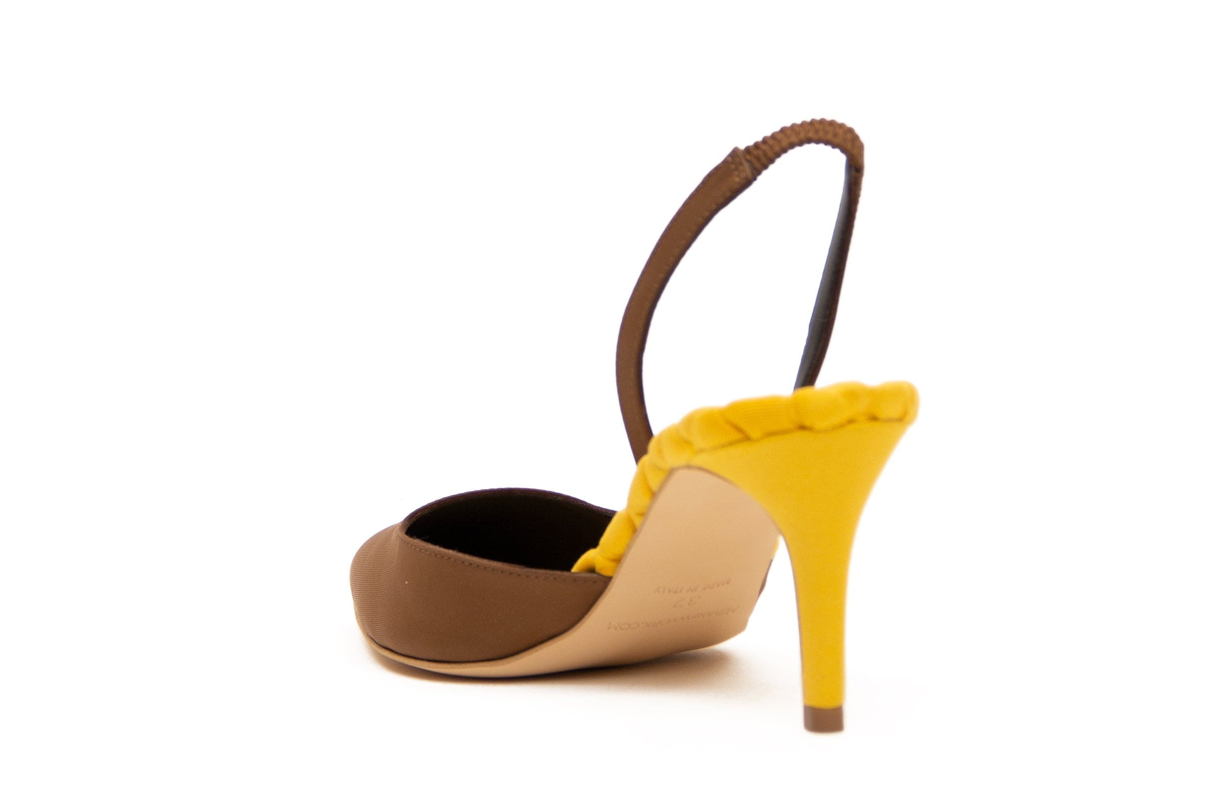 Gabriella Pointed Toe Vegan Satin Slingback Sandals for Women - Mustard Yellow | Elegant Dressy Heels for Weddings, Parties & Special Occasions