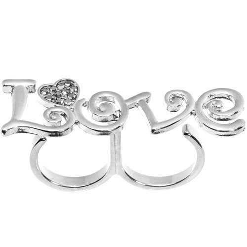 Love Heart Double Finger Ring - Size 6 & 7 | Body Candy Jewelry for Couples, Best Friends & Romantic Gifts | Perfect for Valentine's Day, Anniversaries & Date Nights