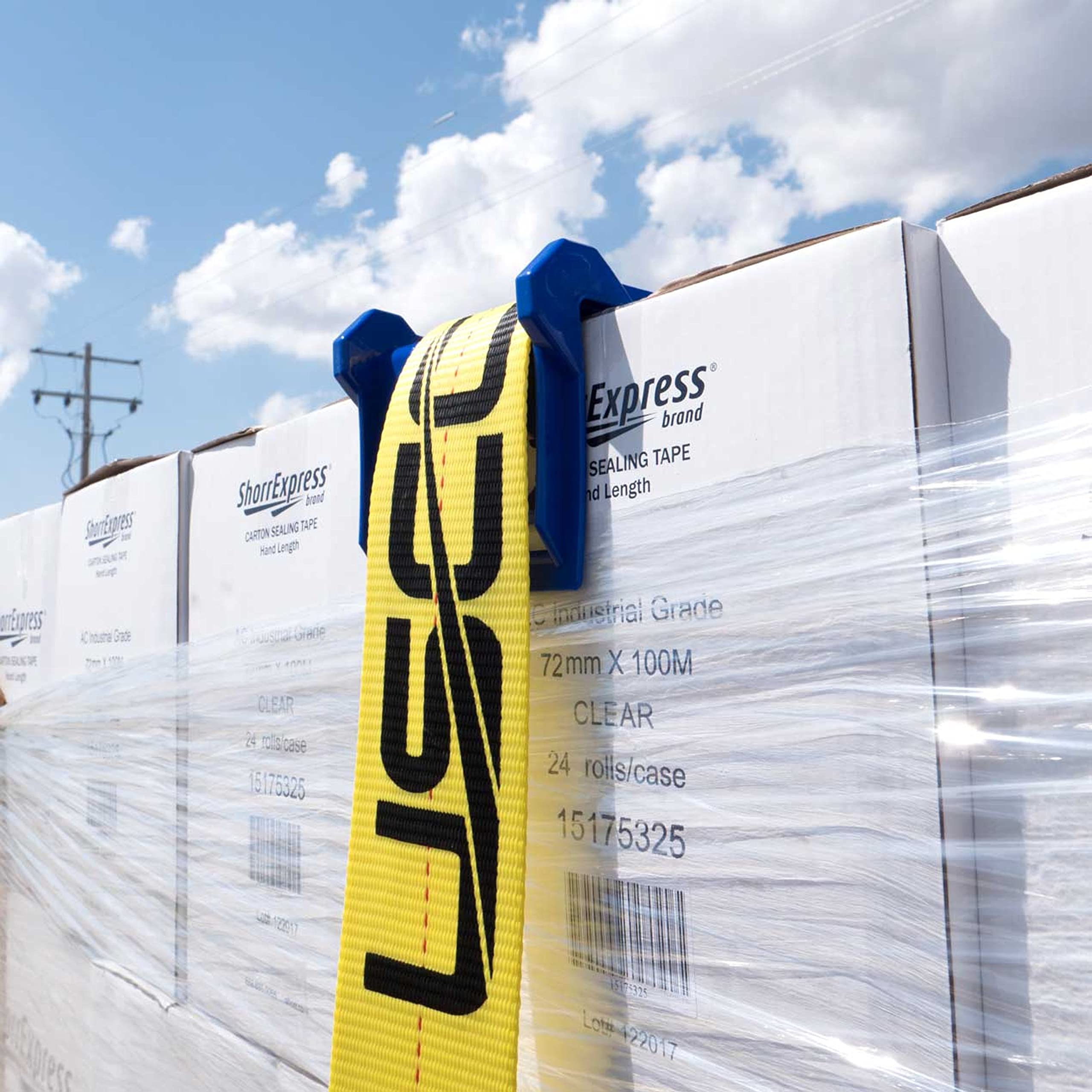 US Cargo Control Blue Plastic Corner Protectors - 4 Inch Wide Webbing Compatible for Cargo & Strap Protection - Prevent Edge Damage & Extend Strap Lifespan - 100 Pack - Ideal for Shipping, Moving & Trucking Applications