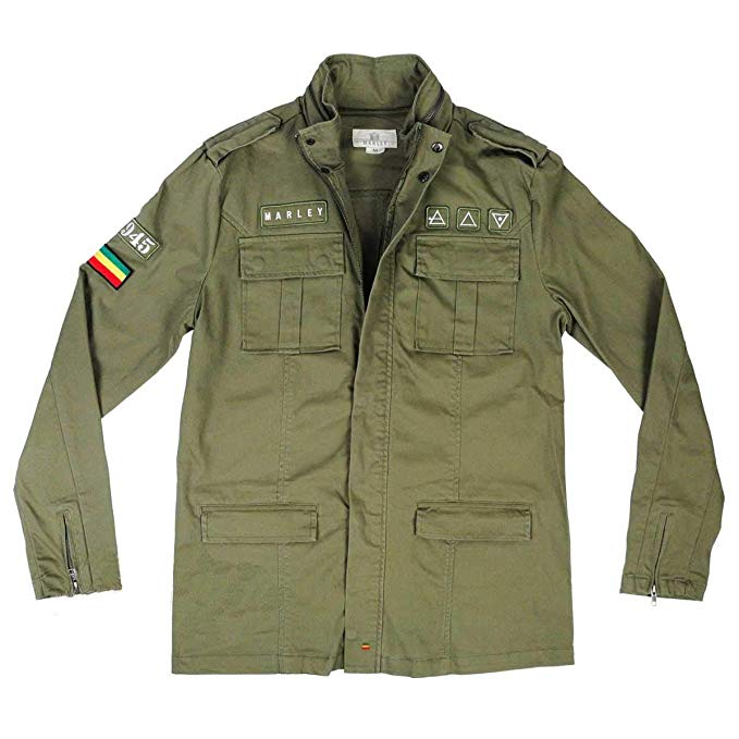 Bob Marley Military M65 Jacket for Men - Vintage Army Green Field Coat with Hood - Perfect for Concerts, Festivals & Streetwear Fashion