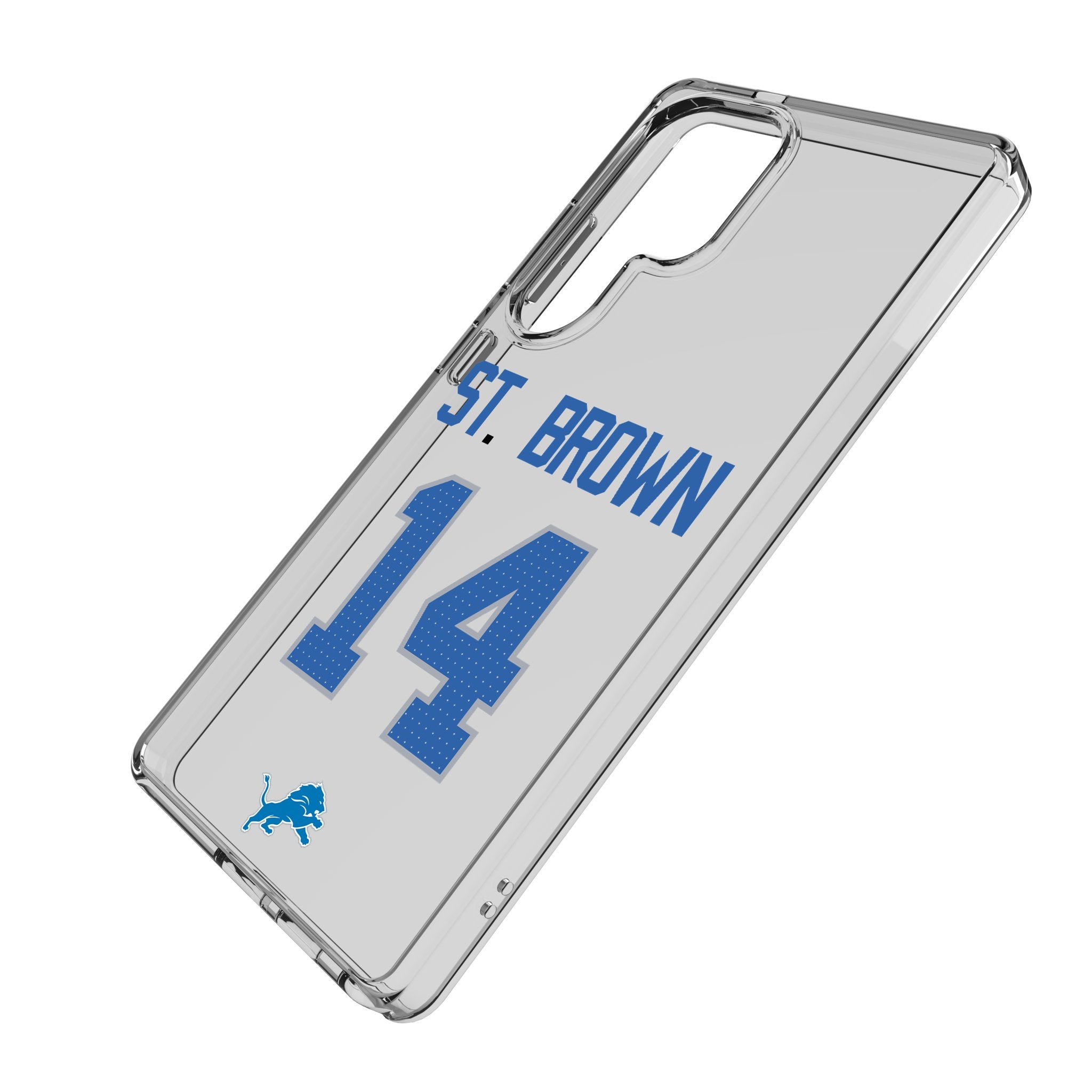 Amon Ra St. Brown Detroit Lions 14 Game Tactical Clear Phone Case for Samsung Galaxy S23/S22/S21 - Perfect for Football Fans & Game Day Protection