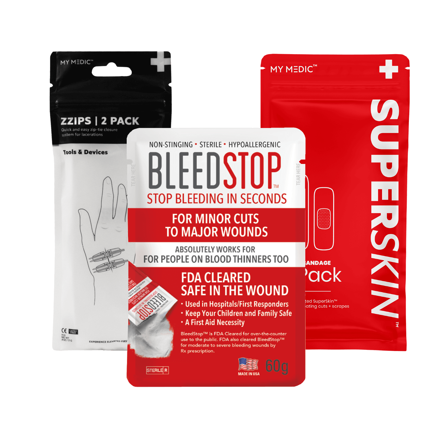 Super Bleed Stopper Bundle - Fast-Acting First Aid Kit for Cuts & Wounds | Emergency Trauma Supplies for Home, Camping & Outdoor Adventures