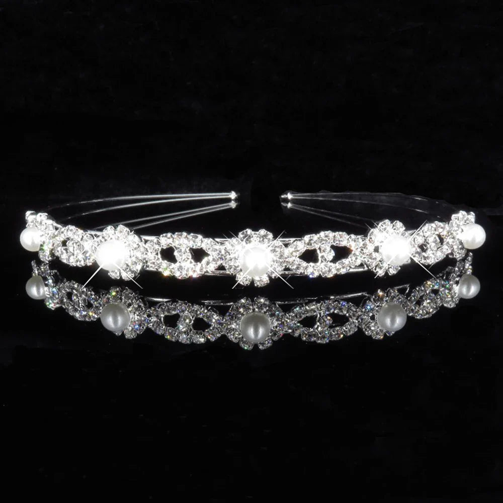 AINAMEISI Elegant Bridal Hair Accessories for Women - Pearl Crystal Rhinestone Wedding Tiara Crown | Perfect for Bridal Shower, Wedding Ceremony & Special Occasions