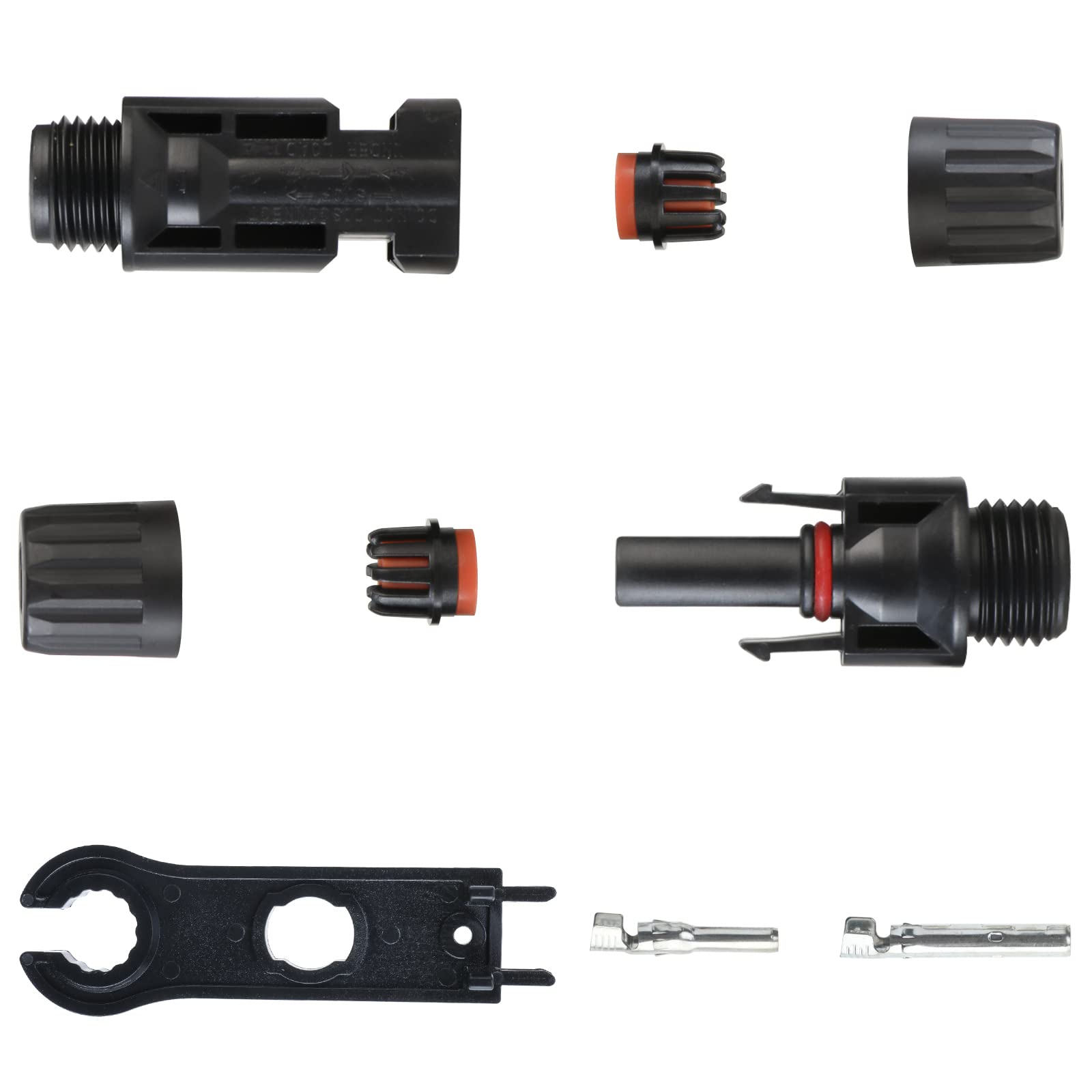 100PCS Solar Panel Connectors - 50Pairs IP67 Waterproof MC4 Male/Female Connectors for Solar Power Systems | Ideal for RV, Off-Grid & Home Solar Panel Installations