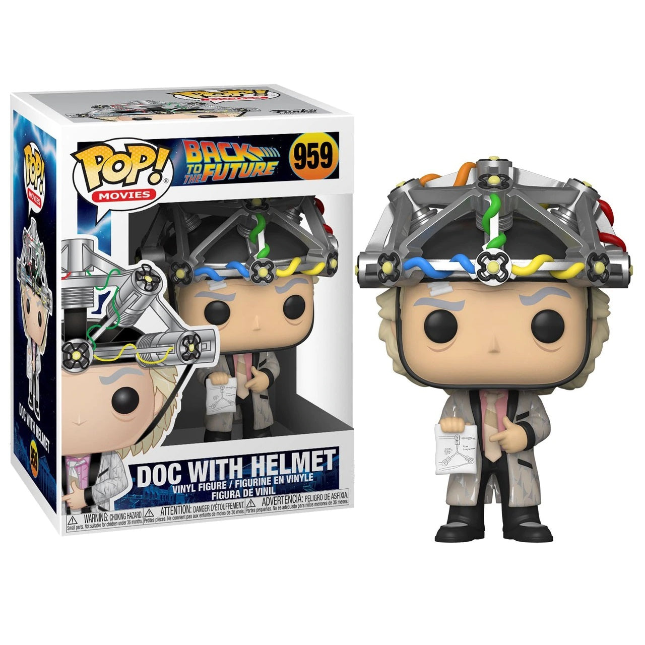 Back To The Future Doc Brown with Helmet Pop! Vinyl Figure - Collectible Toy for Movie Fans & Gift for Sci-Fi Enthusiasts - Perfect for Display, Gifting, and Nostalgic Decor