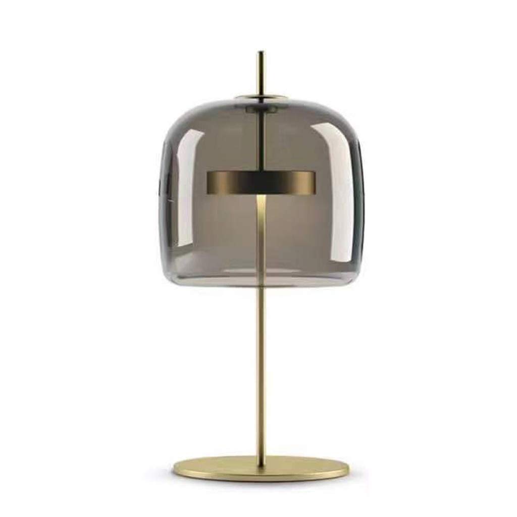 Modern Creative Glass Table Lamp - Smoke Gray Large Bedside Lamp for Bedroom & Living Room, Artistic Home Decor with Soft Ambient Lighting for Relaxation & Reading