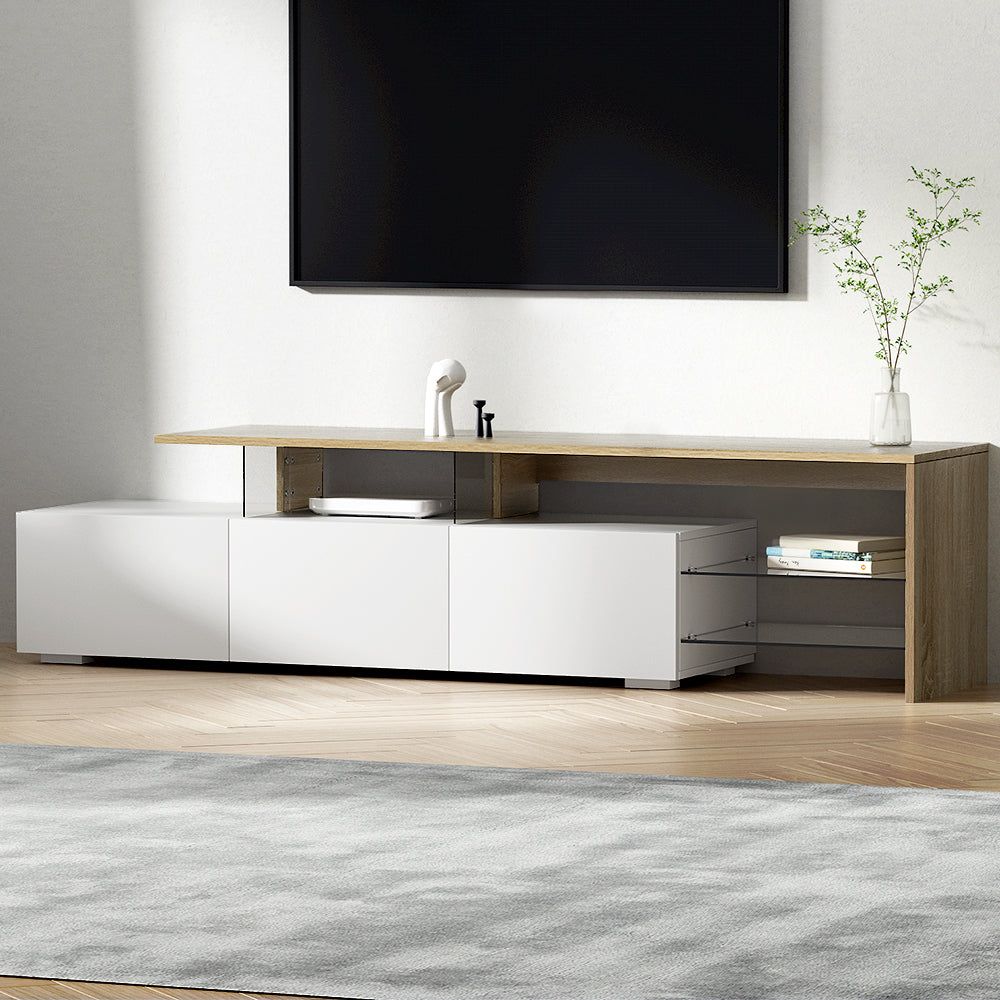 Artiss 180cm White Wood TV Stand Entertainment Center with Storage - Modern TV Cabinet for Living Room, Bedroom & Home Theater Setup