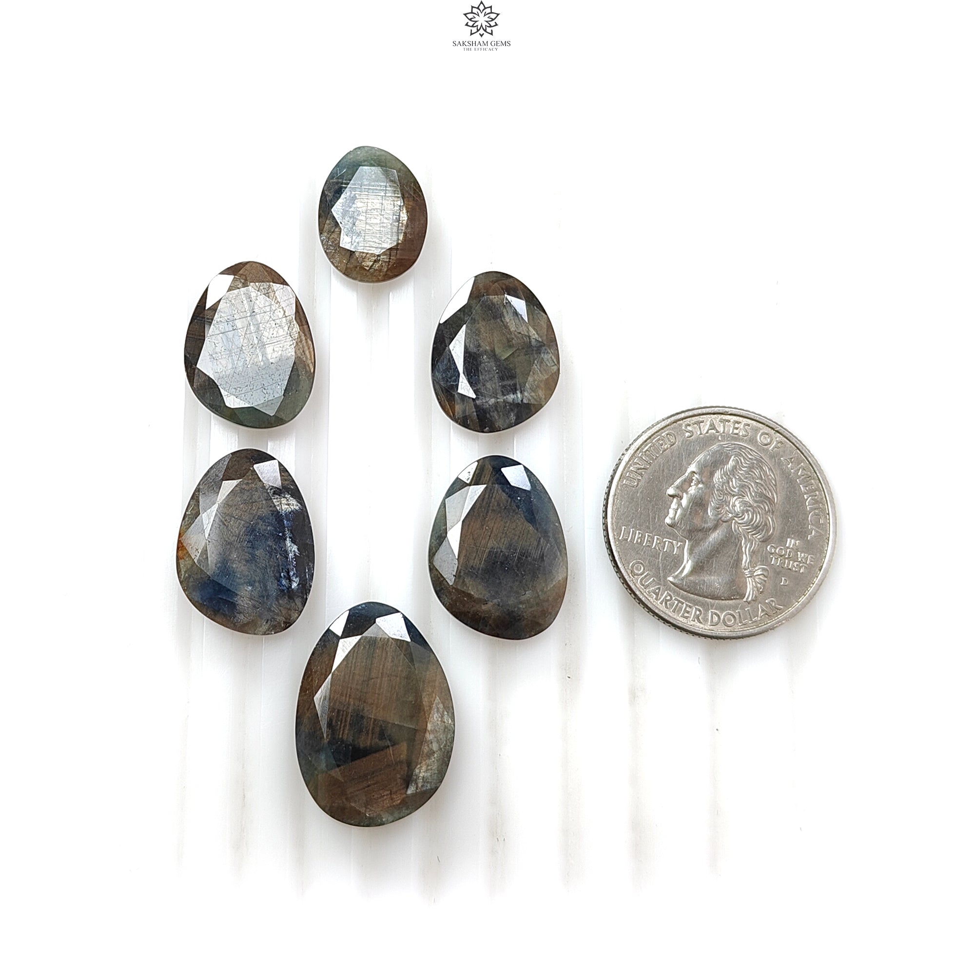 Natural Untreated Golden Brown Chocolate Sapphire Gemstone - 76.70cts Faceted Cut Fancy Shape (15x12mm to 22x16mm) 6pc Set for Jewelry Making - Perfect for Rings, Necklaces & Luxury Gift Boxes