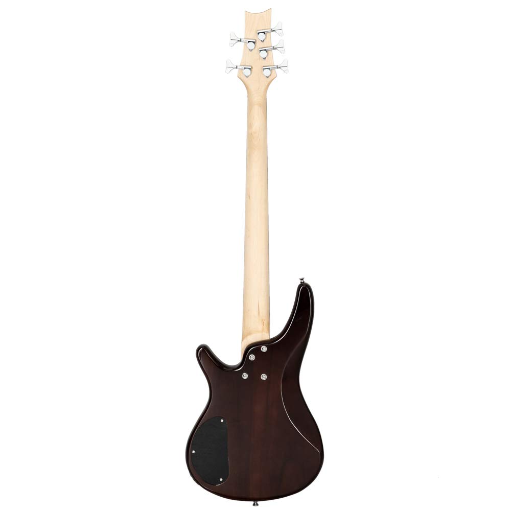 Lykos Premium Electric 5-String Bass Guitar with Full Size Gig Bag, Adjustable Strap, Pick, and Wrench Tool - Earth Brown Finish | Perfect for Live Performances, Studio Recording & Music Practice