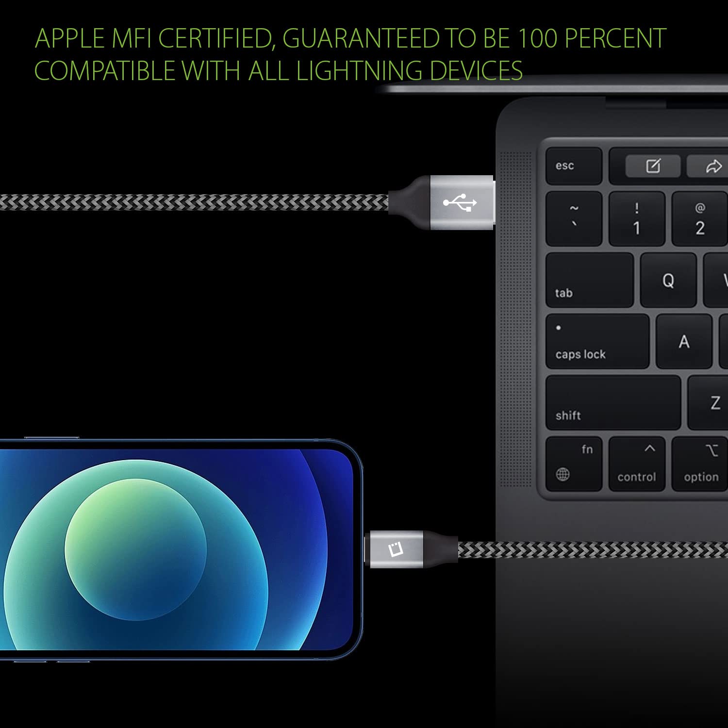 Premium Braided Lightning Cable 10FT - Fast Charging & Sync Data Cable for iPhone 14 Pro Max/13/12/11/SE/XS, iPad Pro/Air/Mini, AirPods - Durable Nylon iPhone Charger Cord for Home, Office & Travel