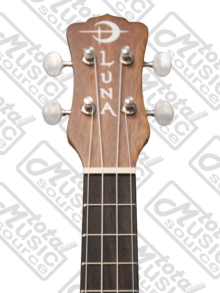 Luna Mahogany Series Maluhia Peace Acoustic-Electric Concert Ukulele with Gig Bag, Tuner & Picks – Perfect for Beginners, Travel, Live Performances & Home Practice