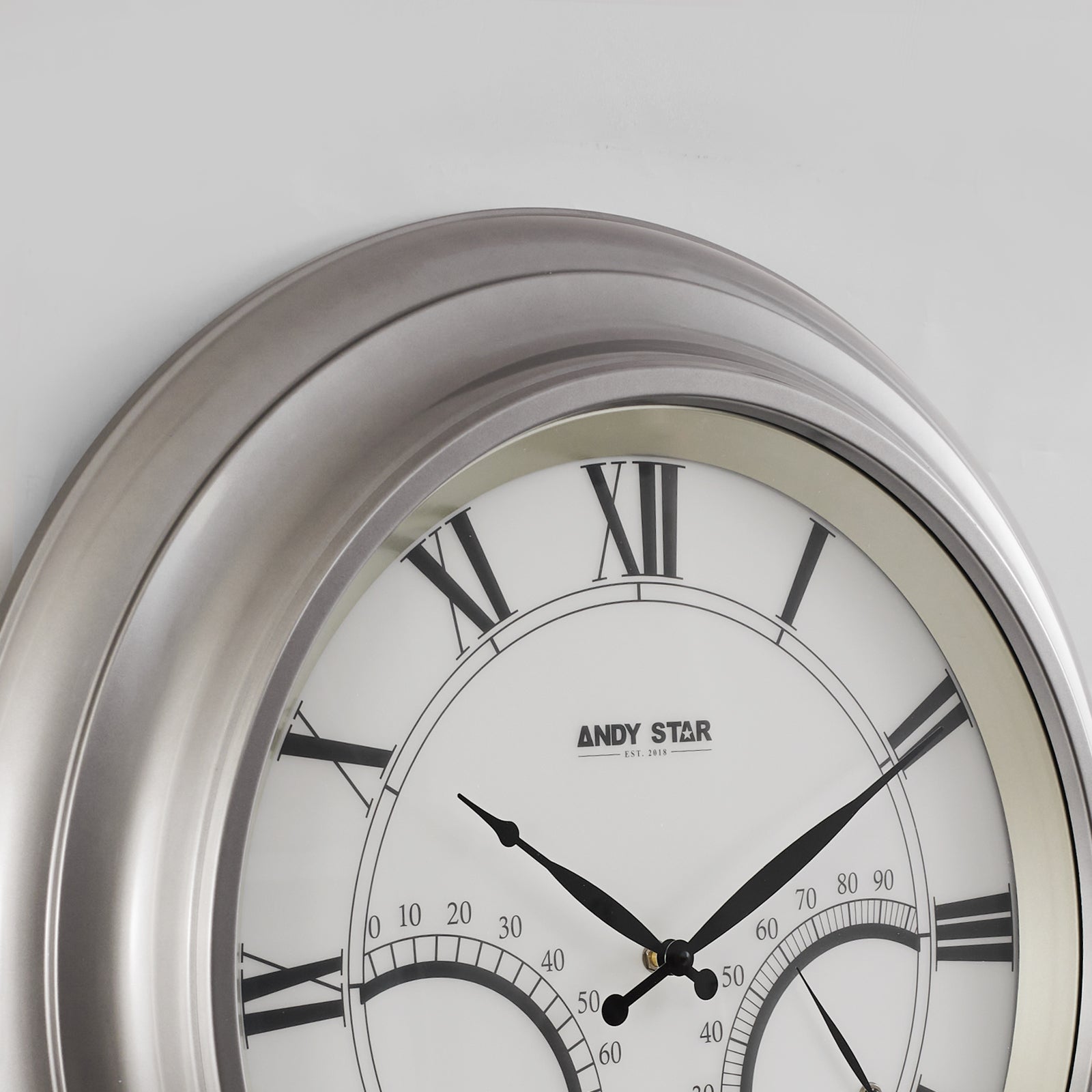 24 Inch Large Outdoor Wall Clock with Thermometer - Waterproof, Illuminated, Contemporary Design - Perfect for Patio, Garden, Backyard, and Deck Decor