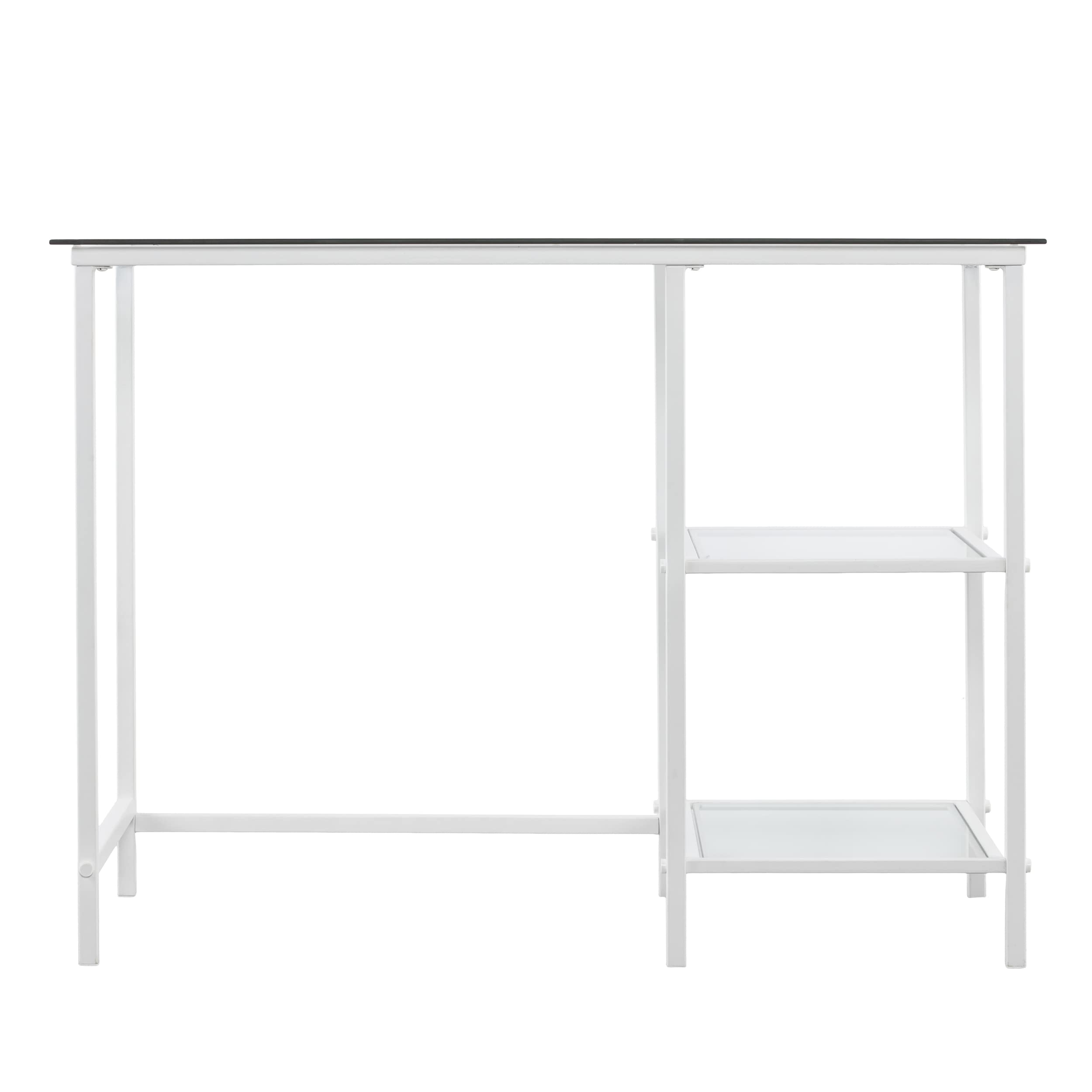 SEI Furniture Layton Metal and Glass Student Desk - White Study Desk for Home Office, Dorm Room, or Small Spaces