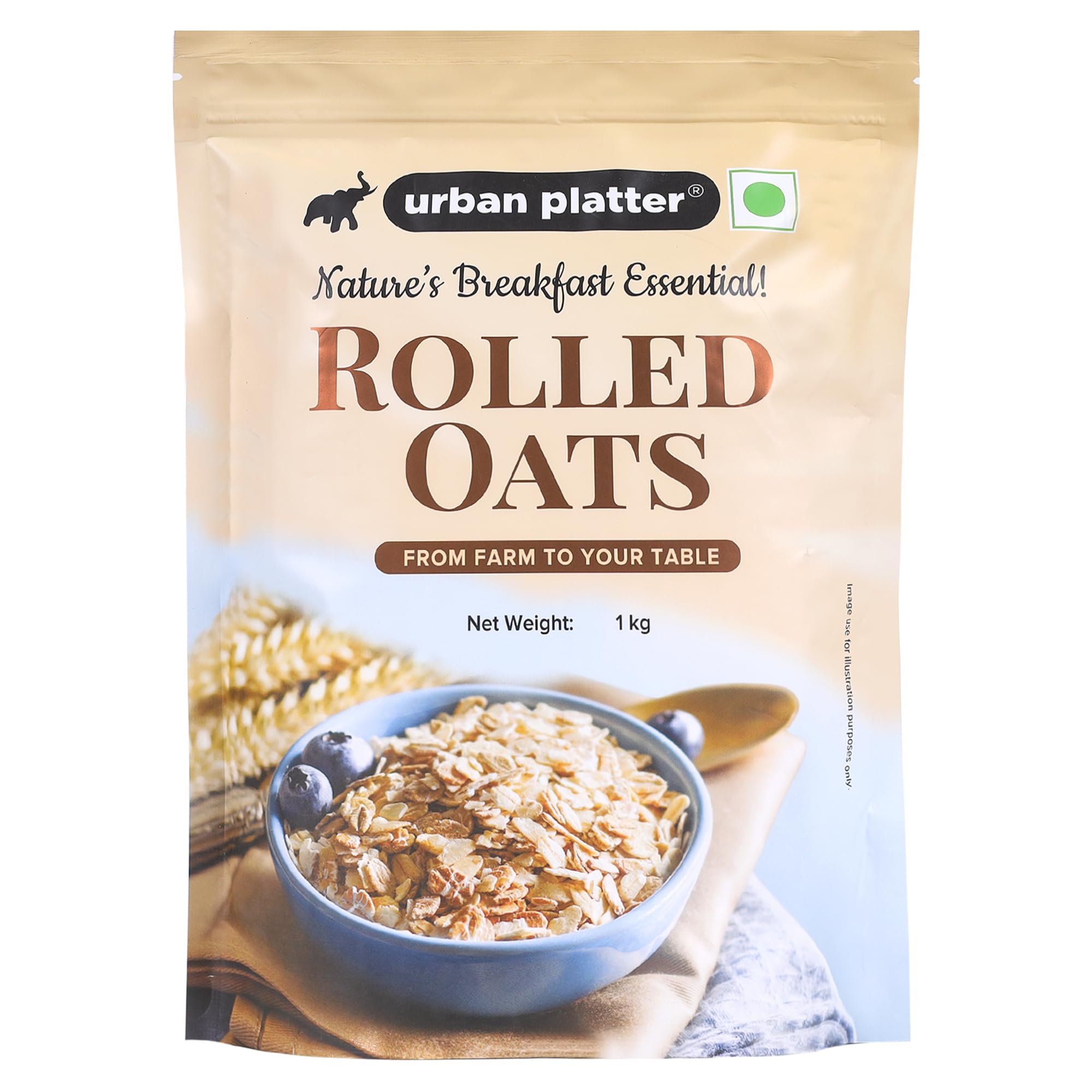 Organic Rolled Oats 1kg - High Fiber, Gluten Free, Non-GMO Breakfast Cereal - Perfect for Oatmeal, Smoothies & Baking - Healthy Whole Grain for Weight Loss & Heart Health