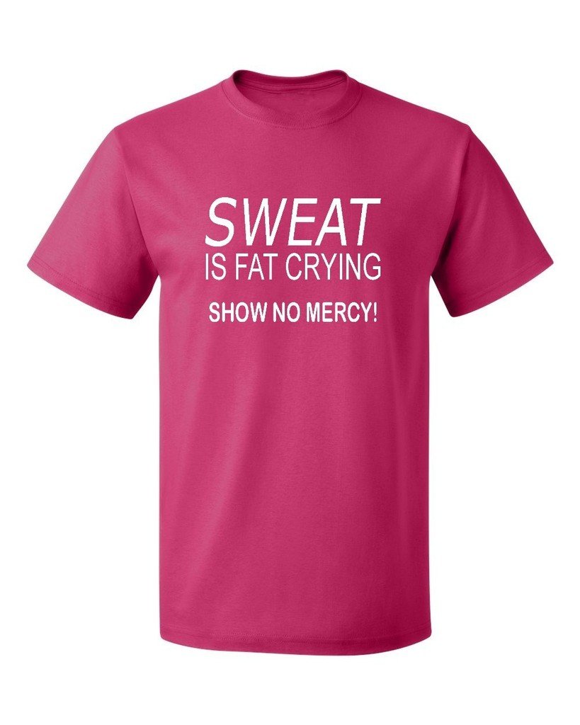 No Mercy Men's T-Shirt - P&B Sweat is Fat Crying Graphic Tee for Gym, Workout & Streetwear Fashion