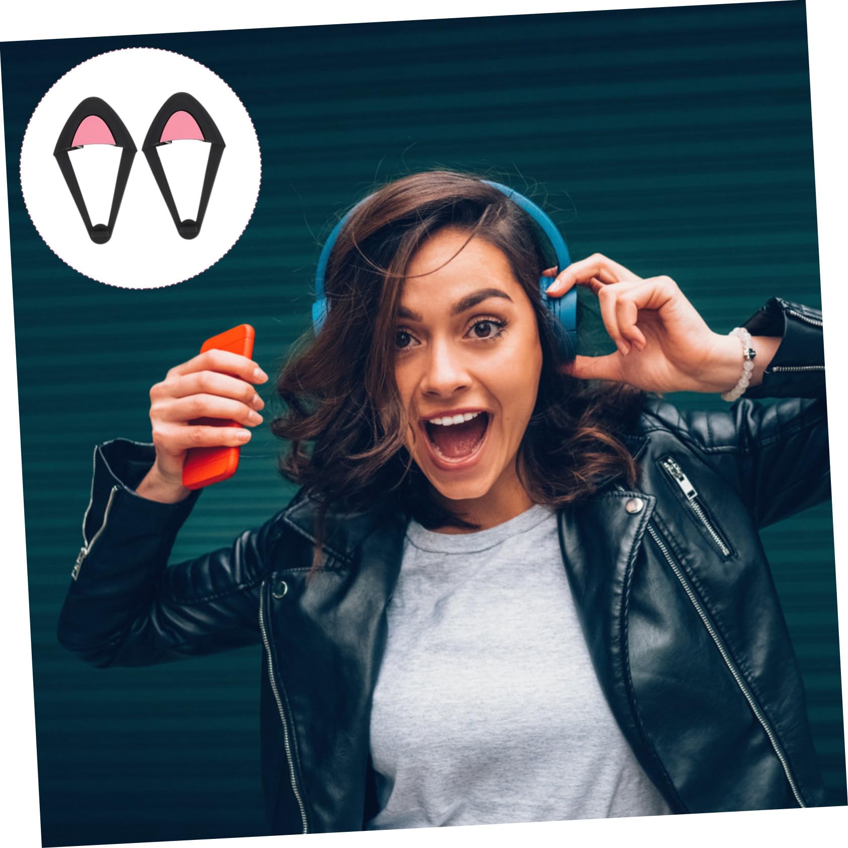 Jojofuny Cat Ear Headphone Accessories - Cute Cartoon Headset Decor for Girls, Women (Black) | Perfect for Cosplay, Gaming, and Stylish Headphone Customization
