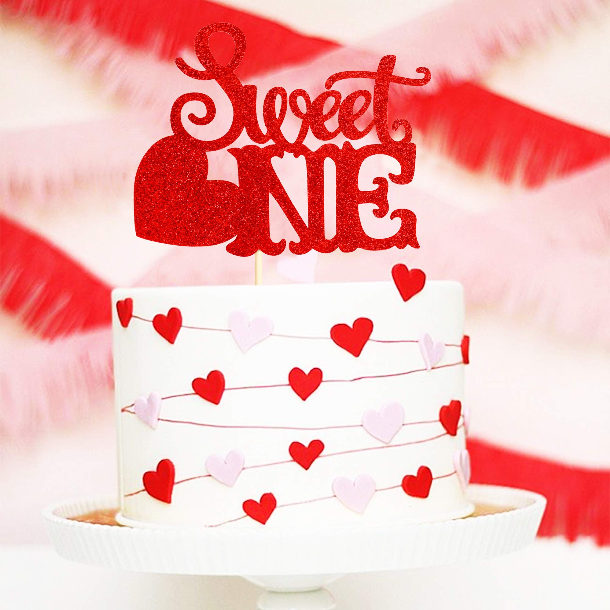 Red Sweet Valentine's Cake Toppers 1 Pack - Pink & Gold Donut Cake Decorations for Birthday & Party | Perfect for Valentine's Day, Anniversary, and Wedding Celebrations