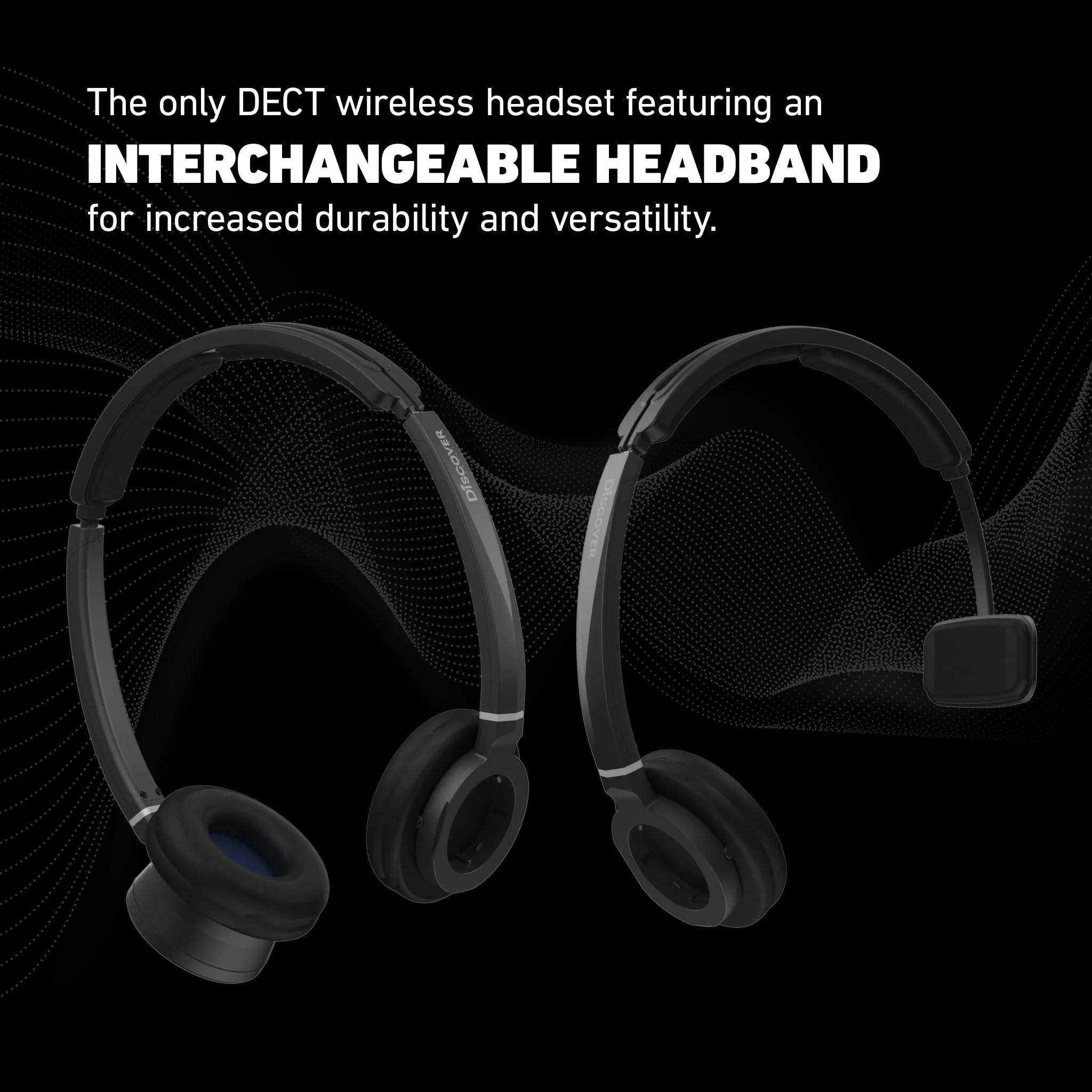 Discover Adapt 30 Wireless DECT Headset with Noise-Canceling Mic | Comfortable Computer & Office Phone Headset | Interchangeable Headband Design | Perfect for Call Centers, Remote Work & Business Communications