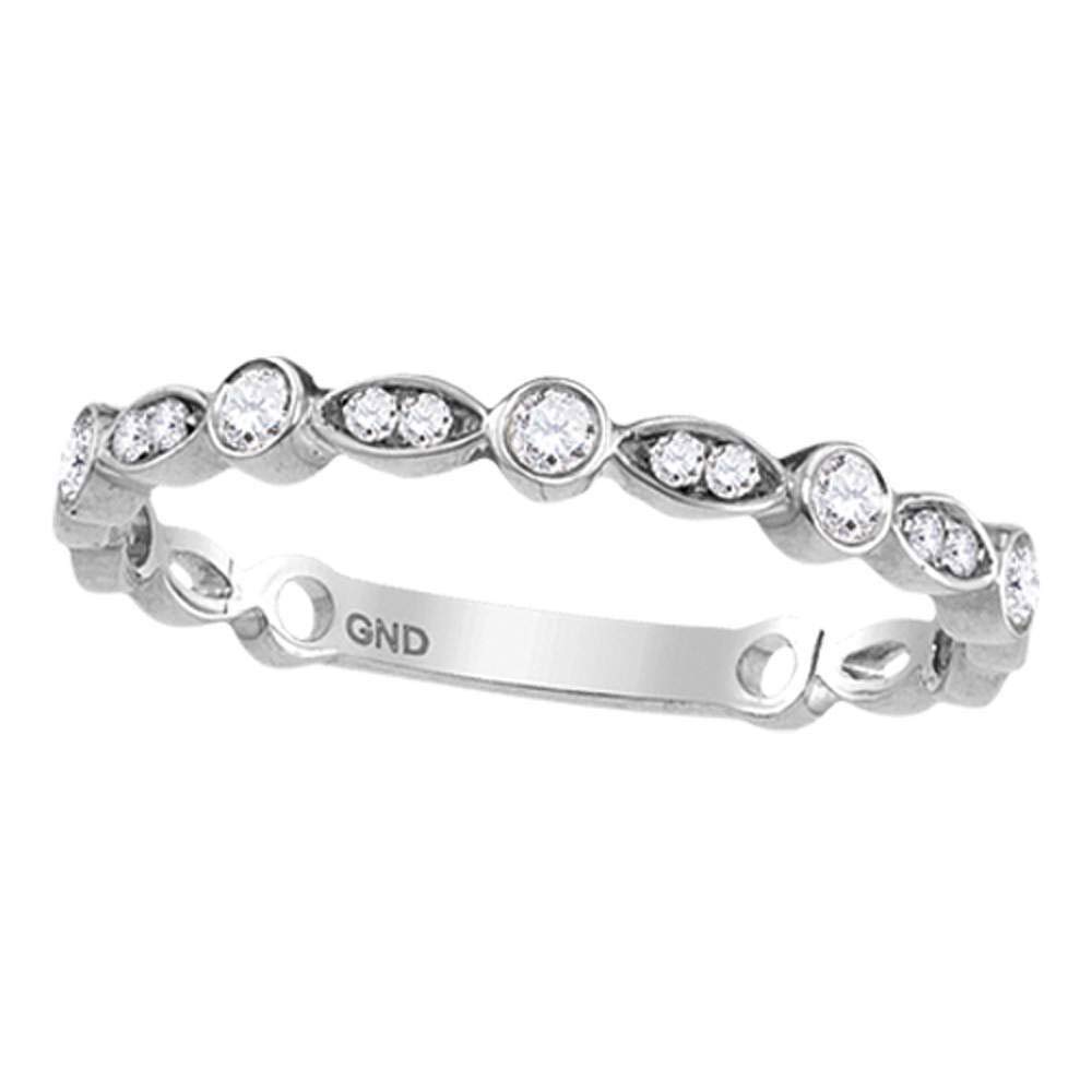 14K White Gold Women's Round Diamond Stackable Band Ring - 1/8 Cttw, Perfect for Stacking, Layering & Everyday Wear