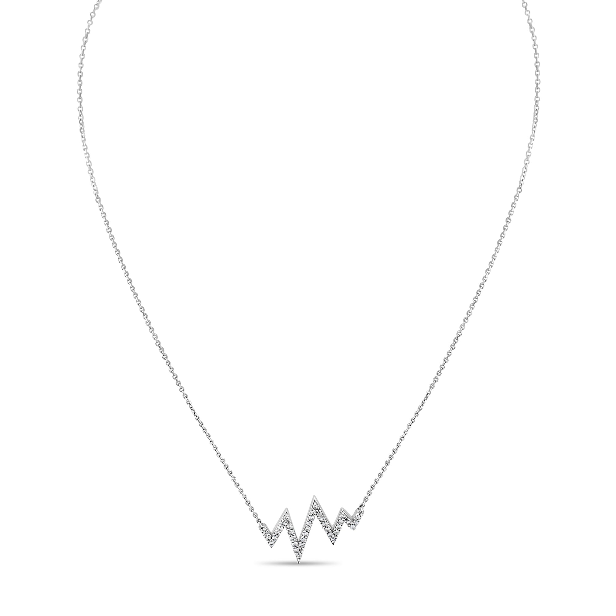 Stunning Lightning Bolt or Heartbeat Diamond Statement Necklace for Women - Elegant Jewelry Gift for Valentine's Day, Anniversary & Special Occasions