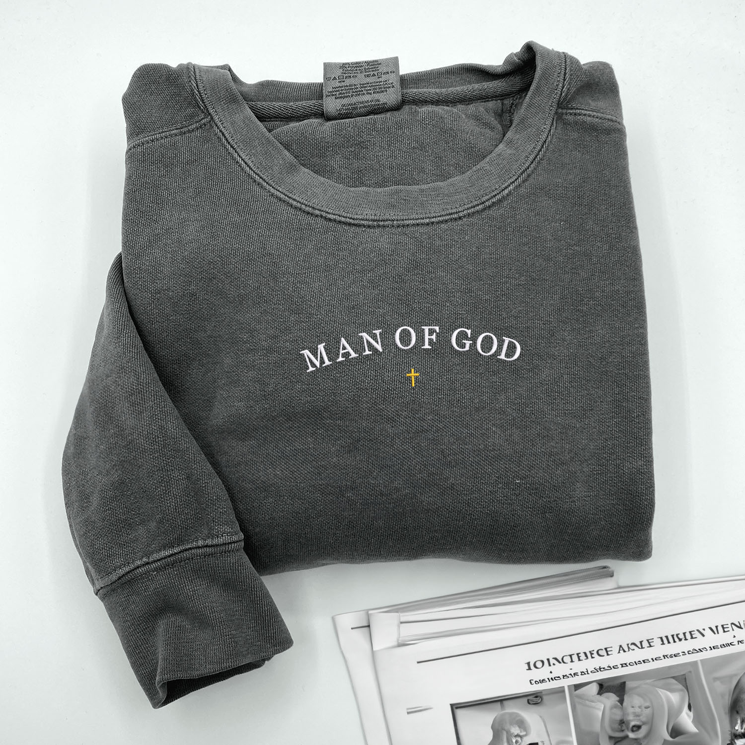 Comfort Color® Embroidered Man of God Sweatshirt - Religious Apparel for Men, Christian Hoodie with Scripture Design - Perfect for Church, Bible Study & Faith-Based Events