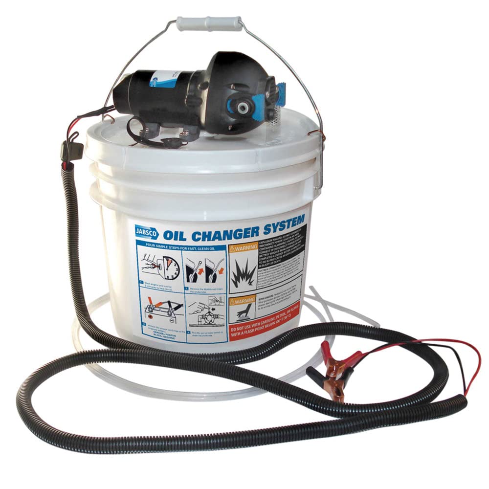 Jabsco 17850-1012 12V DIY Engine Oil Change System - 3.5 Gallon Capacity Black Oil Extractor Pump for Boat, RV, Truck & Car Maintenance - Perfect for Marine, Automotive & Home Garage Use
