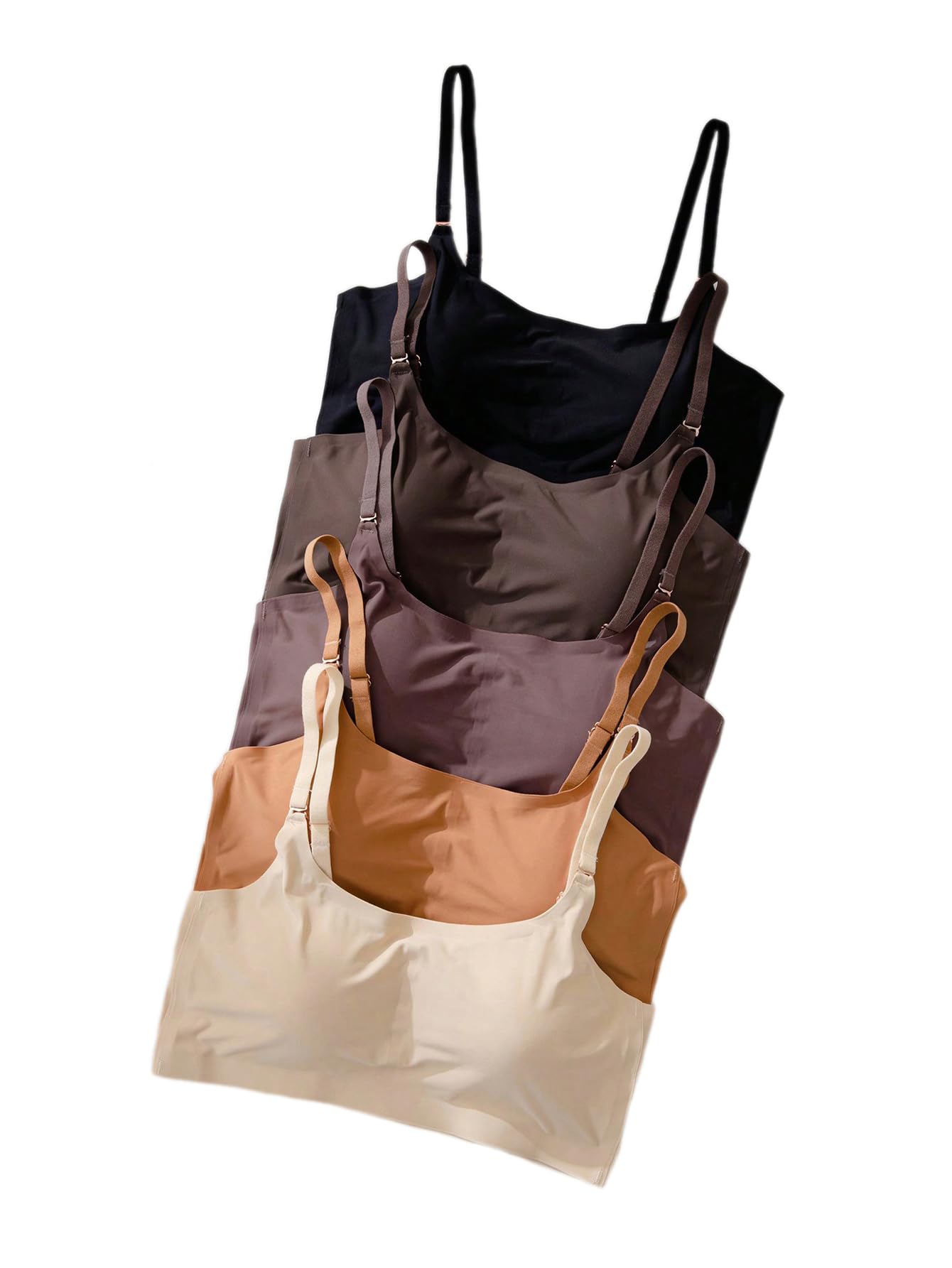 OYOANGLE Women's 5 Pack Seamless Wireless Bras - Adjustable Straps, Comfortable Bralettes for Everyday Wear, Yoga & Lounge