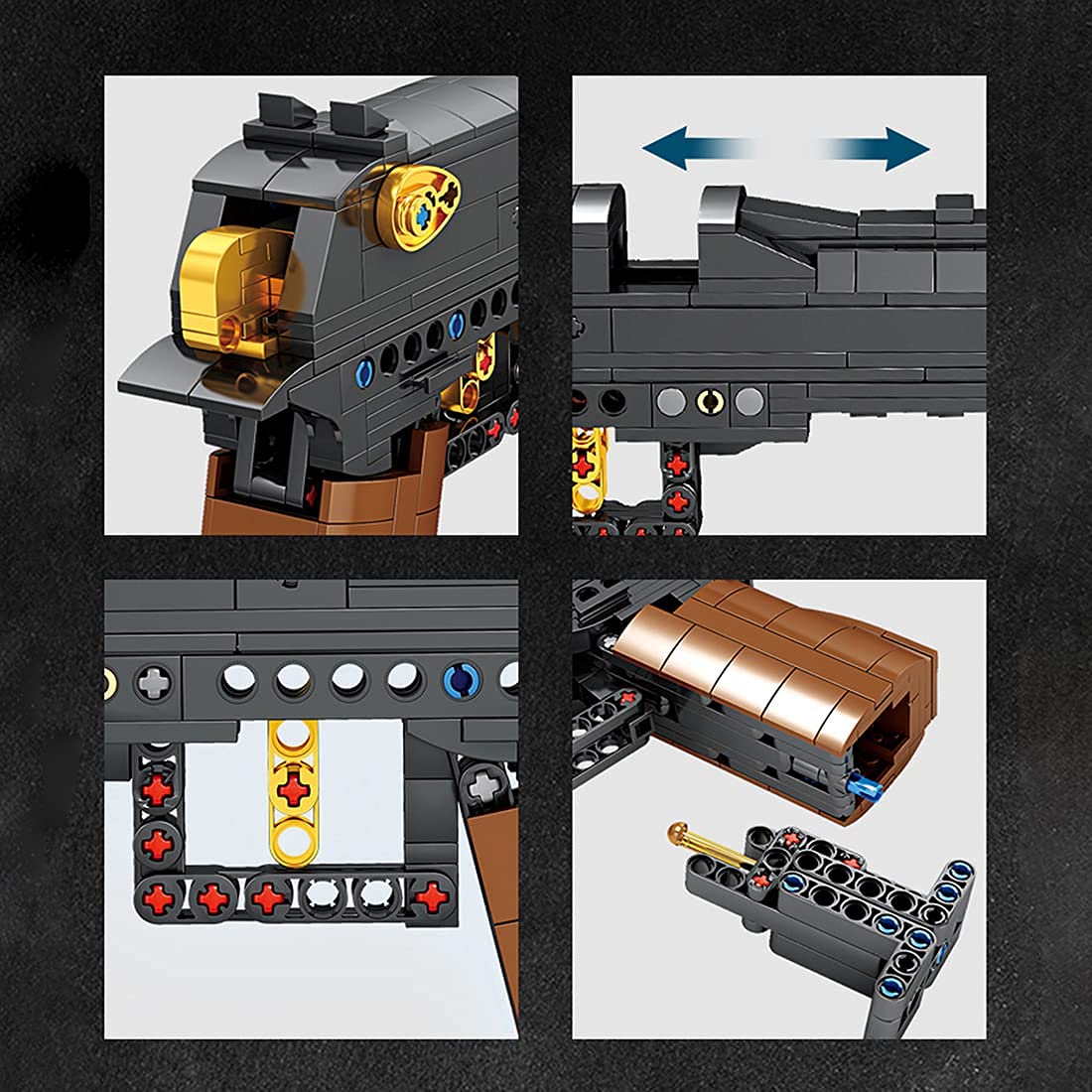 360-Piece Desert Eagle Building Kit with Shooting Function & Bricks - Compatible with Lego Technic (Style B) - Perfect for DIY Enthusiasts, STEM Learning & Creative Play